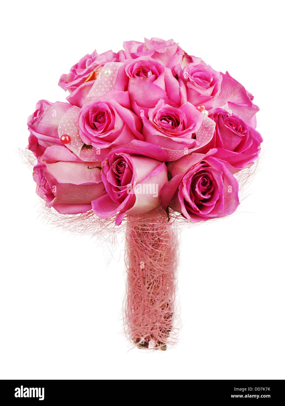 Bouquet de mariage coloré de fleurs pour mariée isolé sur fond blanc. Banque D'Images