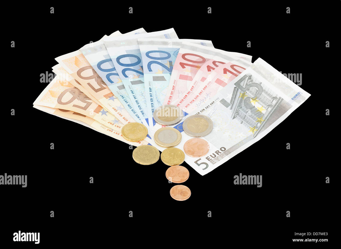 Billets de banque (fond noir) Banque D'Images