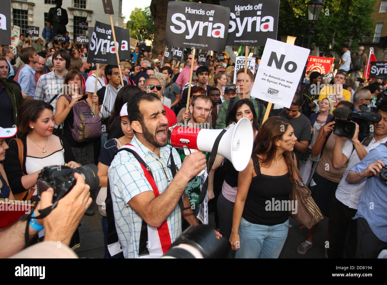 Londres les partisans de la coalition contre la guerre ont organisé une manifestation contre toute intervention militaire en Syrie Banque D'Images