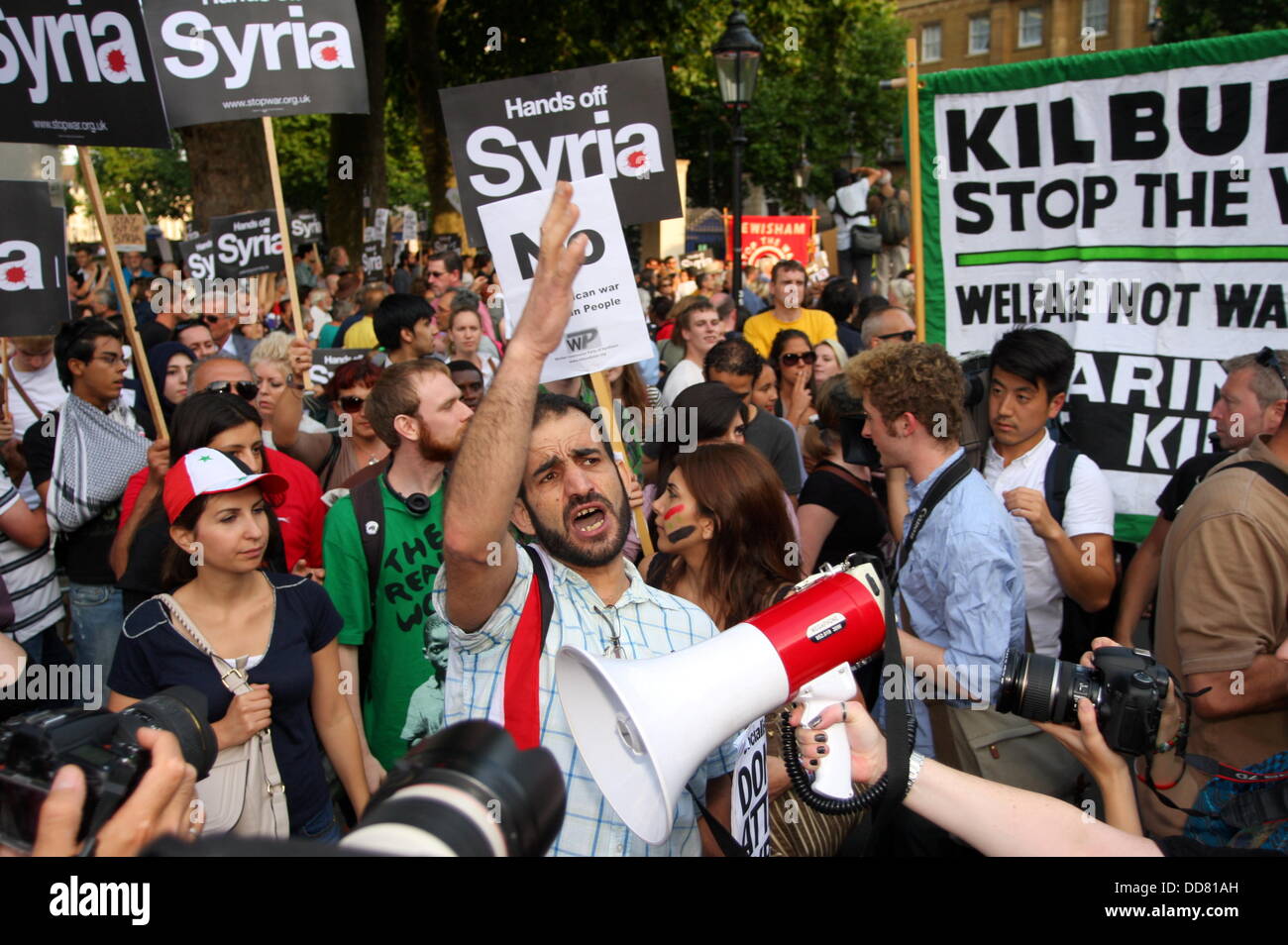 Londres les partisans de la coalition contre la guerre ont organisé une manifestation contre toute intervention militaire en Syrie Banque D'Images