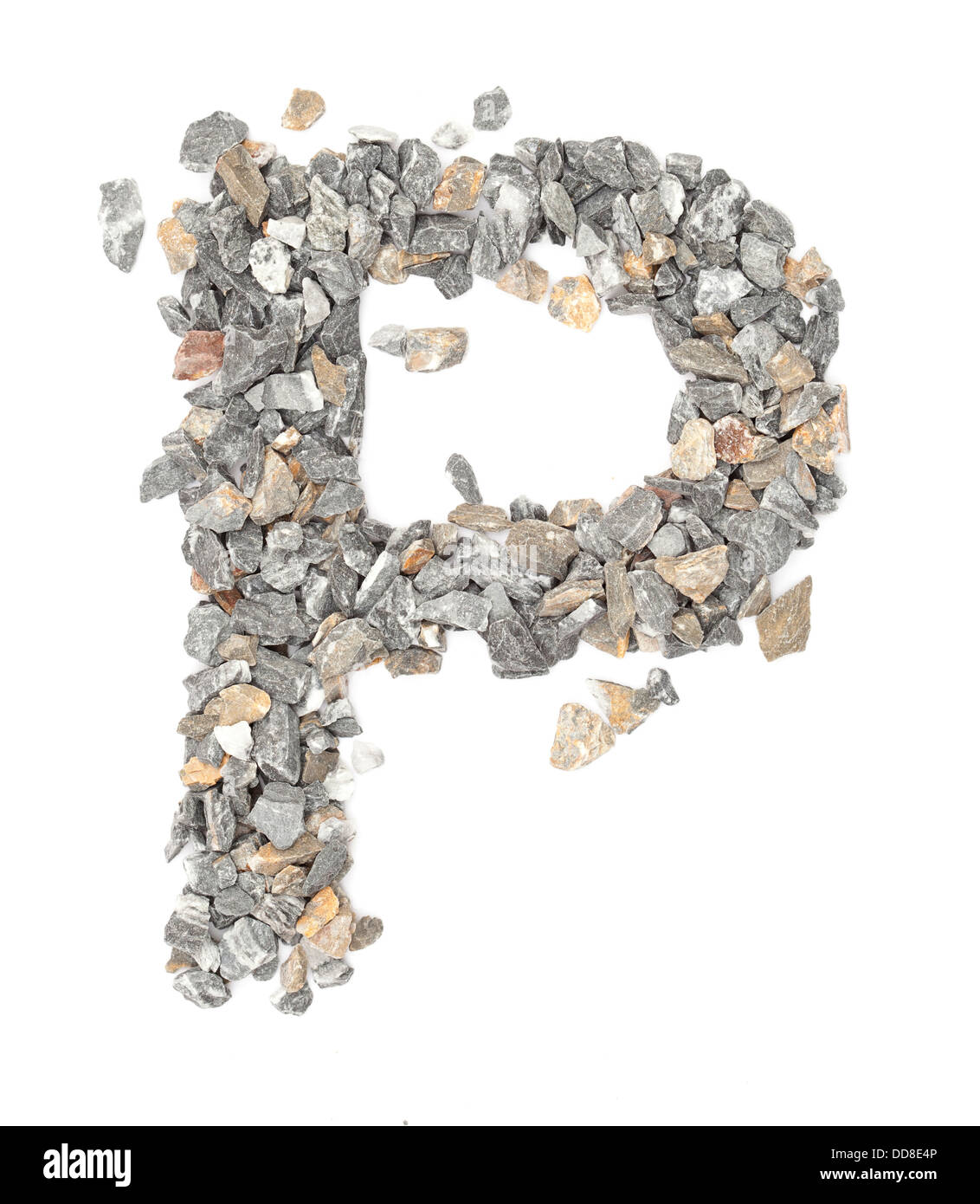 P - alphabet de pierre sur blanc. Banque D'Images
