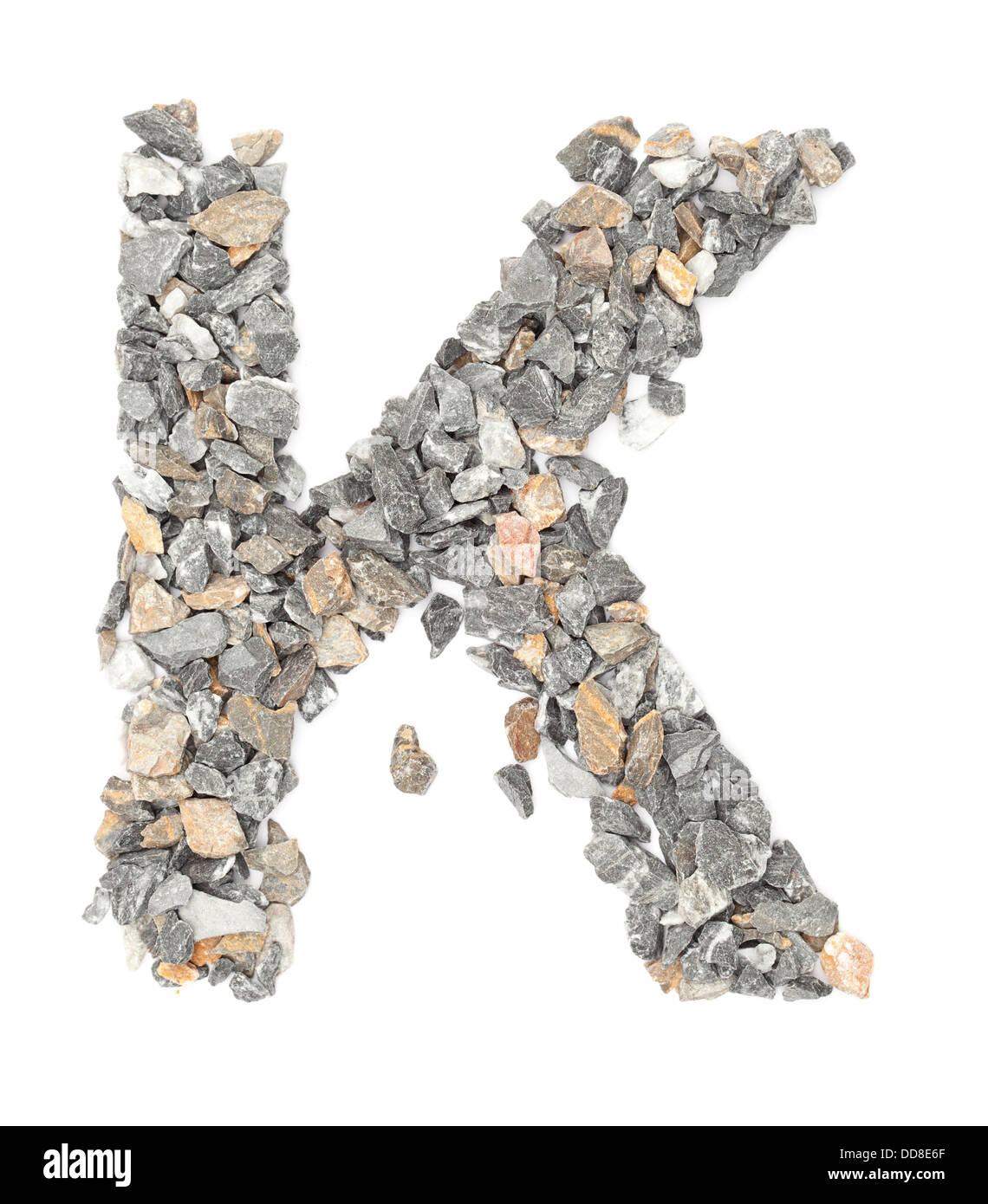 K - alphabet de pierre sur blanc. Banque D'Images