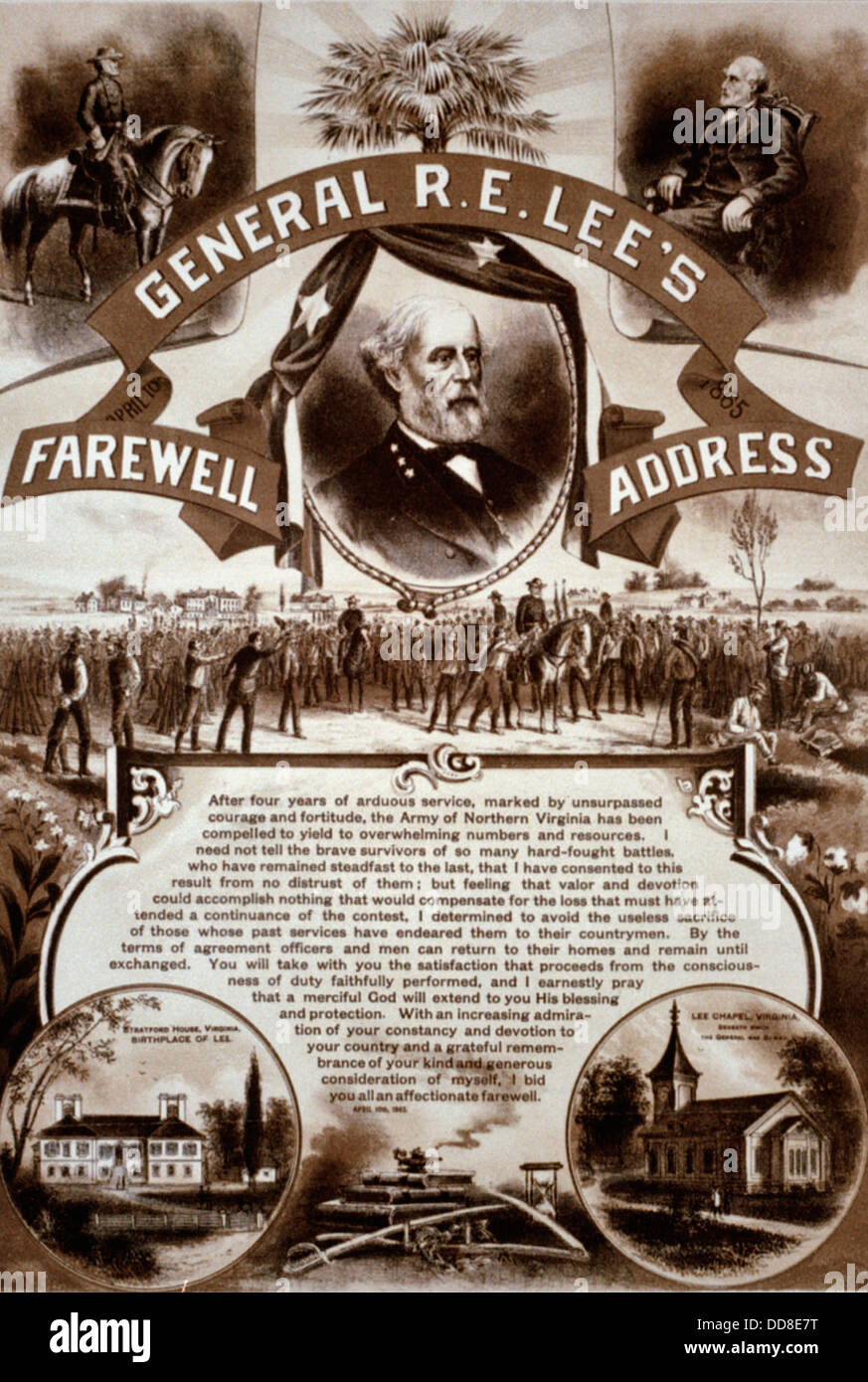 Le général Robert E. Lee's d'adieu à l'Armée de Virginie du Nord, Avril 1865 Banque D'Images