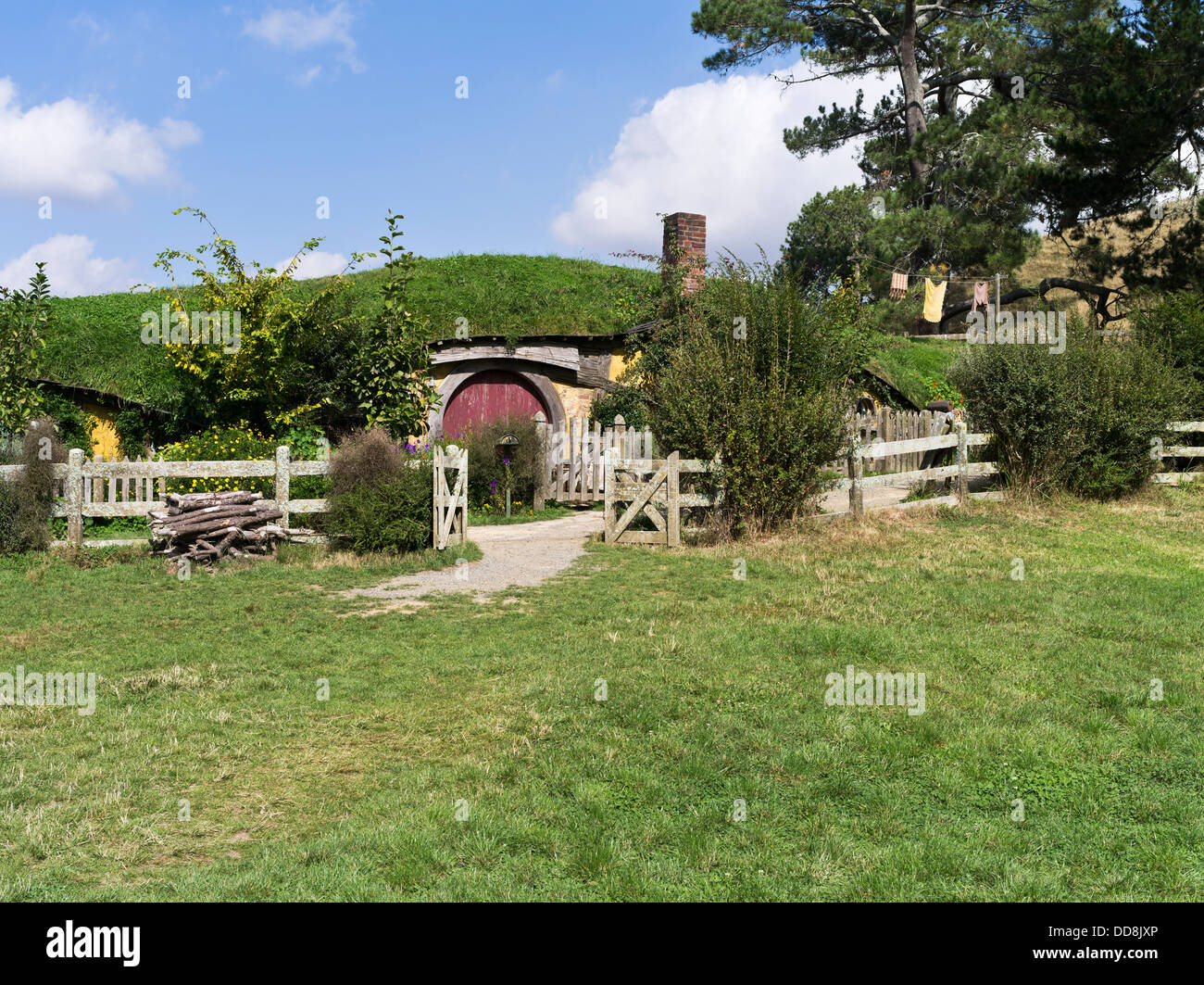 Dh Seigneur des Anneaux HOBBITON Nouvelle-zélande Hobbits Chalet jardin de film film films site middle earth hobbit house Banque D'Images