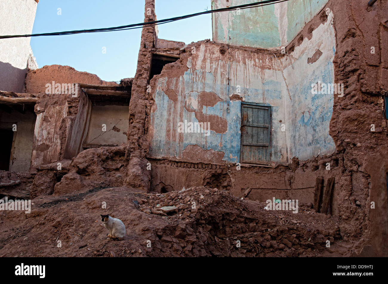 Les maisons en pisé en ruine dans le mellah (quartier juif), Ouarzazate, Maroc Banque D'Images