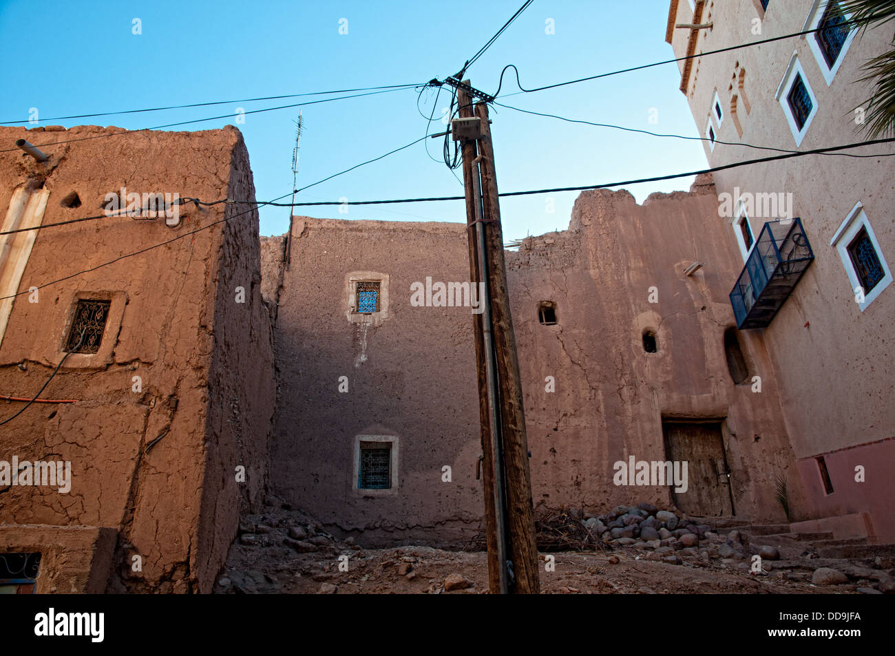 Maisons de brique de boue dans le mellah (quartier juif), Ouarzazate, Maroc Banque D'Images