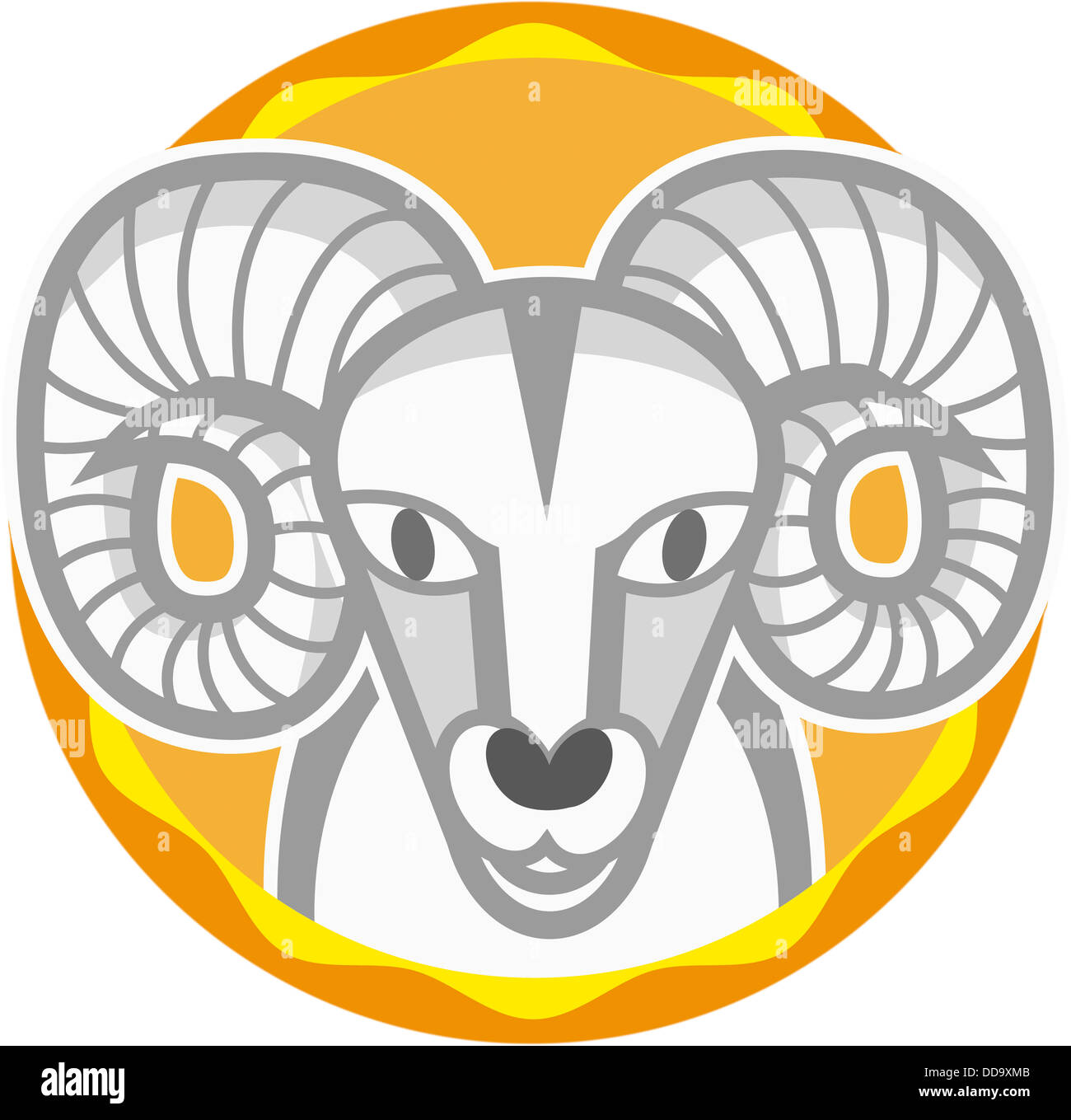 Signe astrologique du Bélier sur fond blanc, Close up Banque D'Images