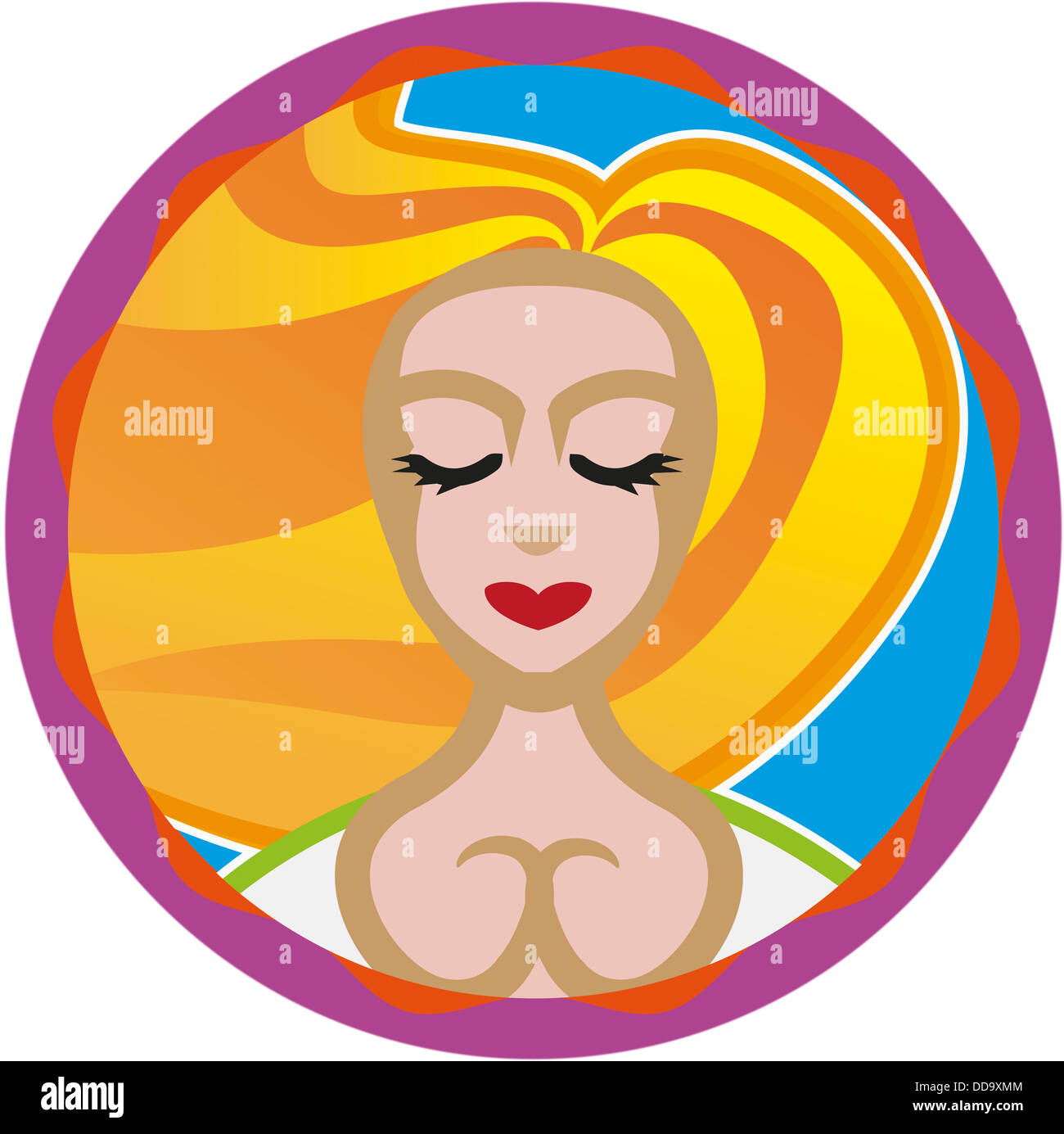 Signe astrologique de la vierge sur fond blanc, Close up Banque D'Images