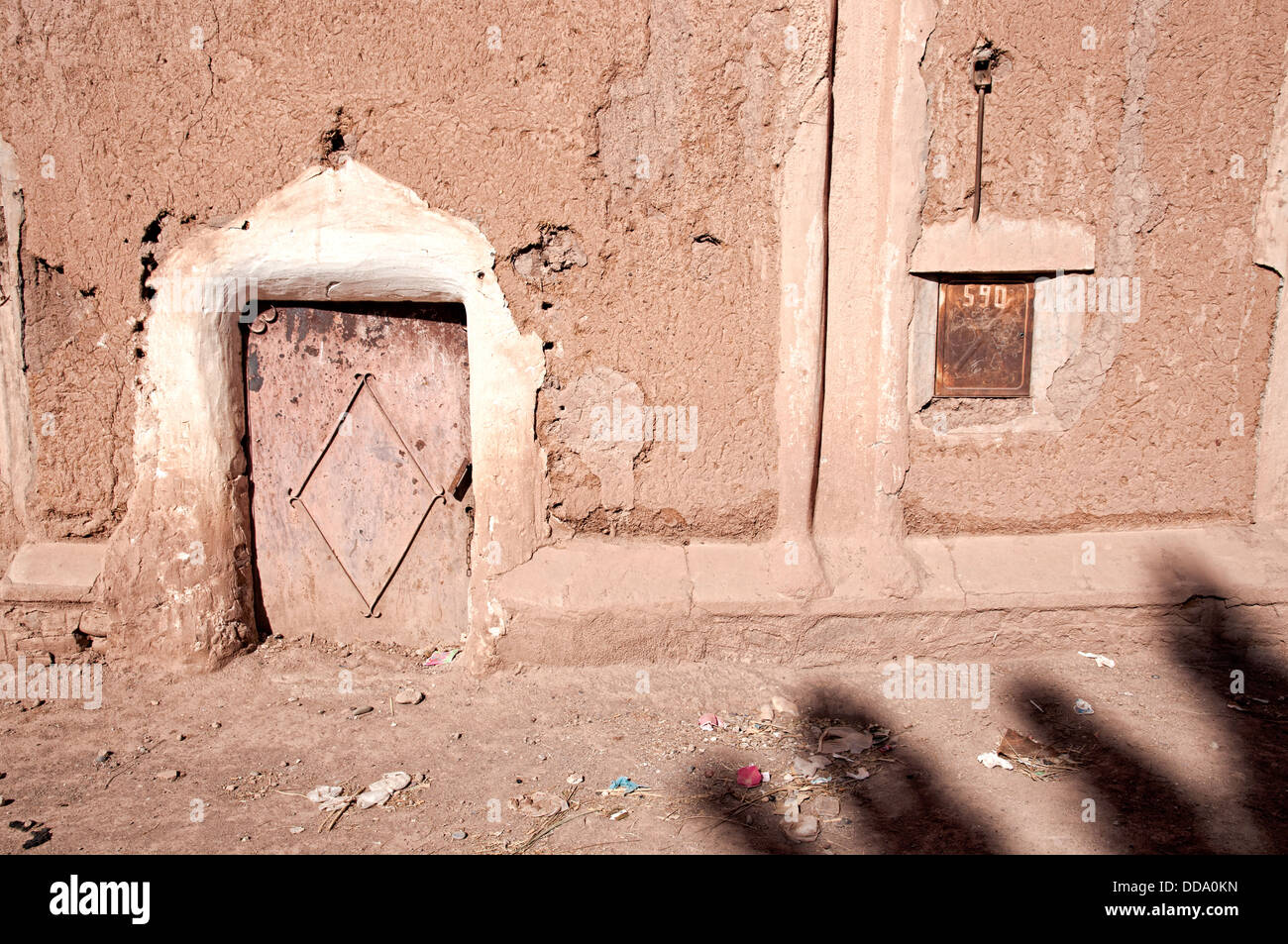 Adobe maison dans le mellah (quartier juif), Ouarzazate, Maroc Banque D'Images
