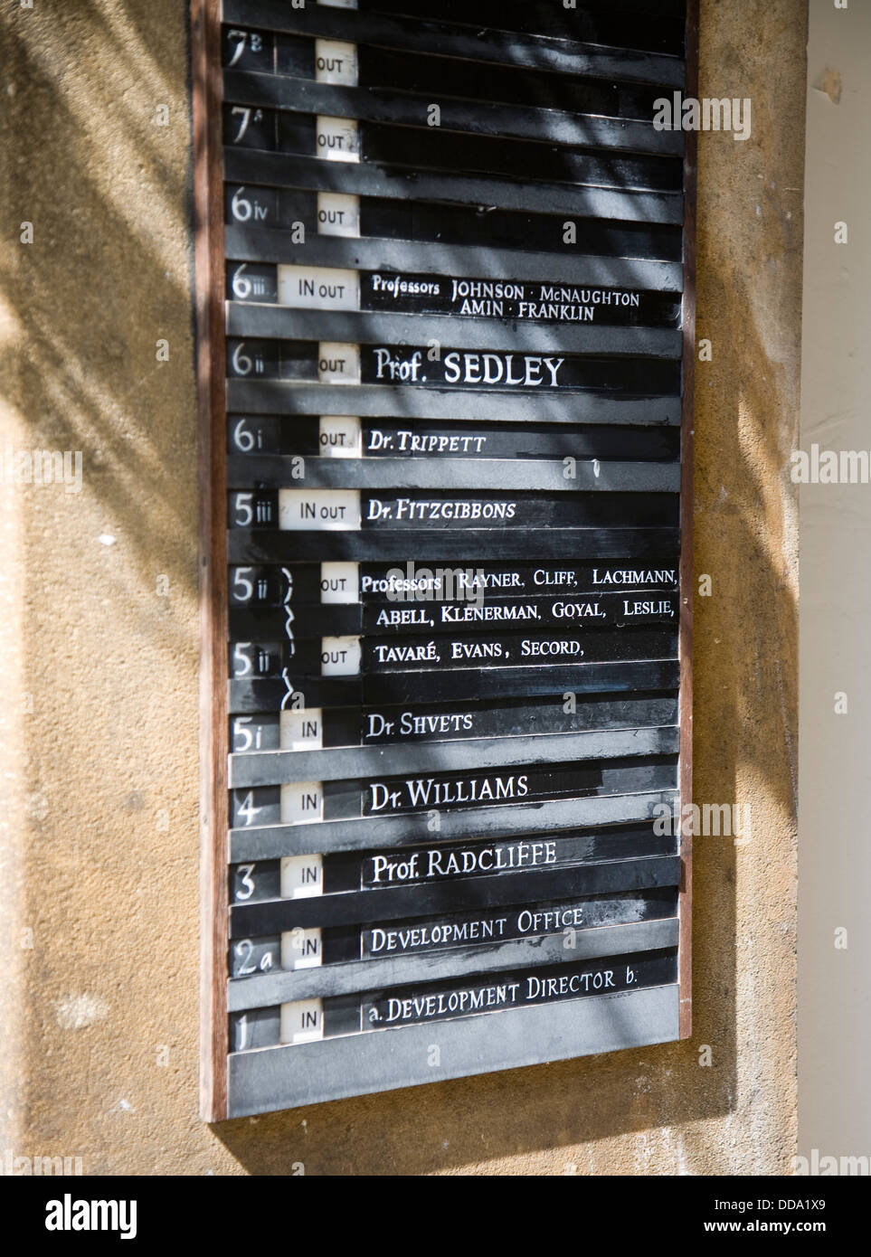 Liste des membres du personnel des tuteurs porte le Christ's College, Université de Cambridge en Angleterre Banque D'Images