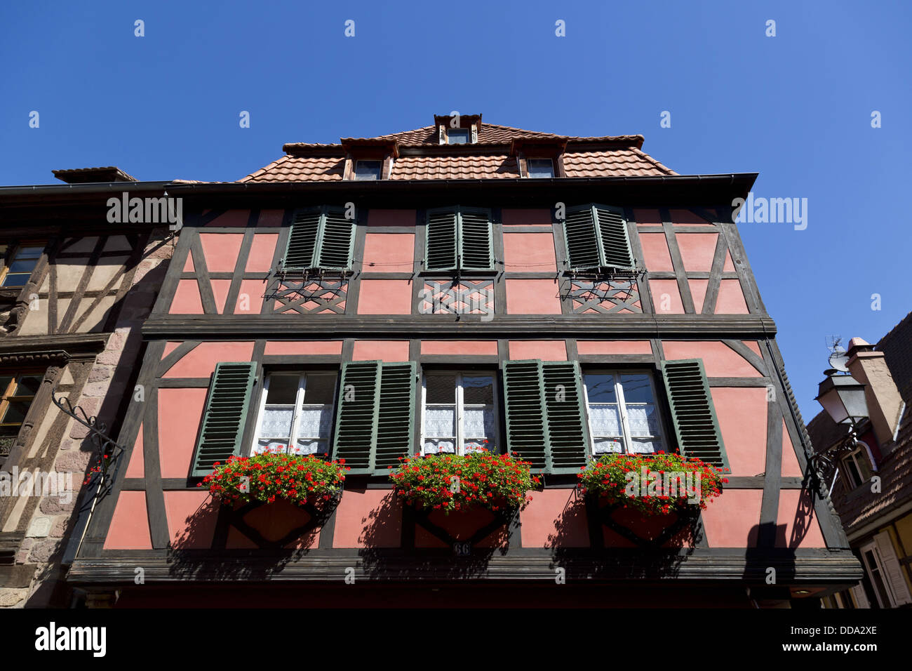 Maison à colombages typique à Obernai en Alsace, France Banque D'Images