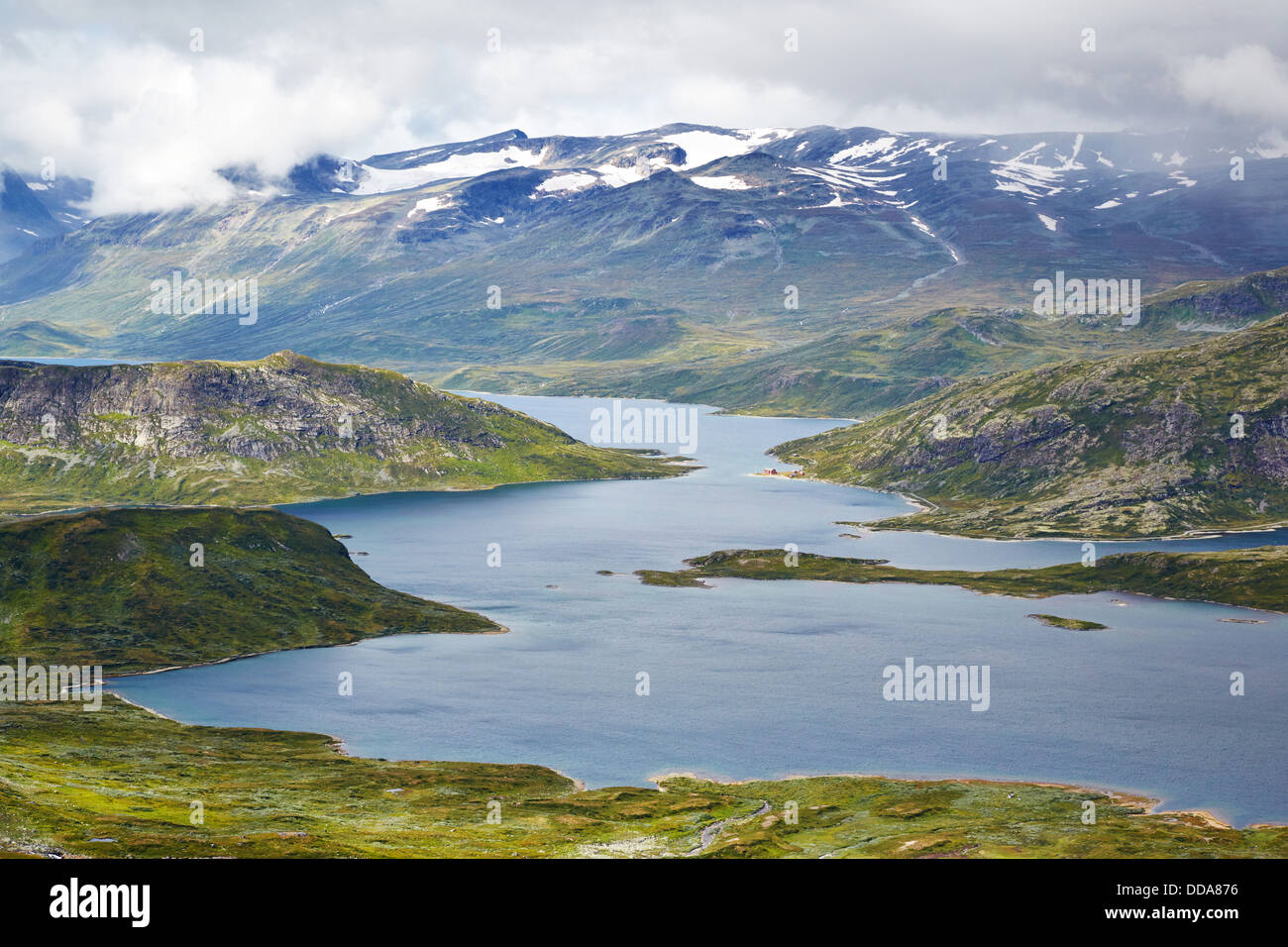 Lac Bygdin des pistes de Bitihorn près de Beitostollen dans le parc national de Jotunheimen Norvège Banque D'Images