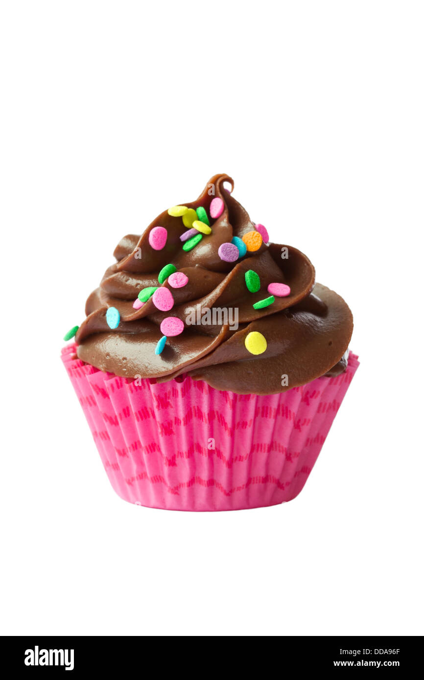 Cupcake chocolat isolé sur fond blanc Banque D'Images