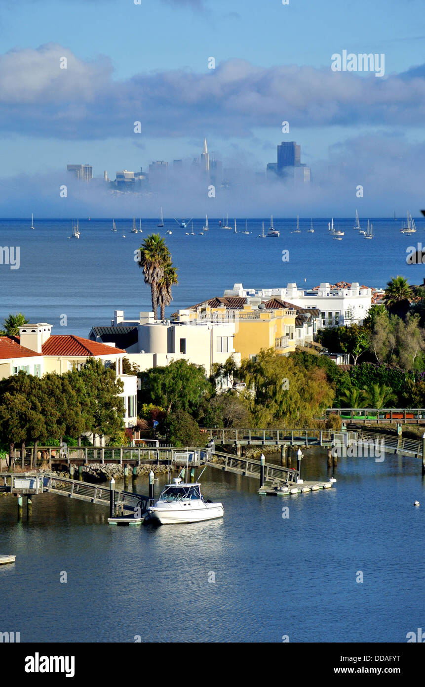 Vue sur San Francisco et la baie de Mill Valley comté de Marin Banque D'Images