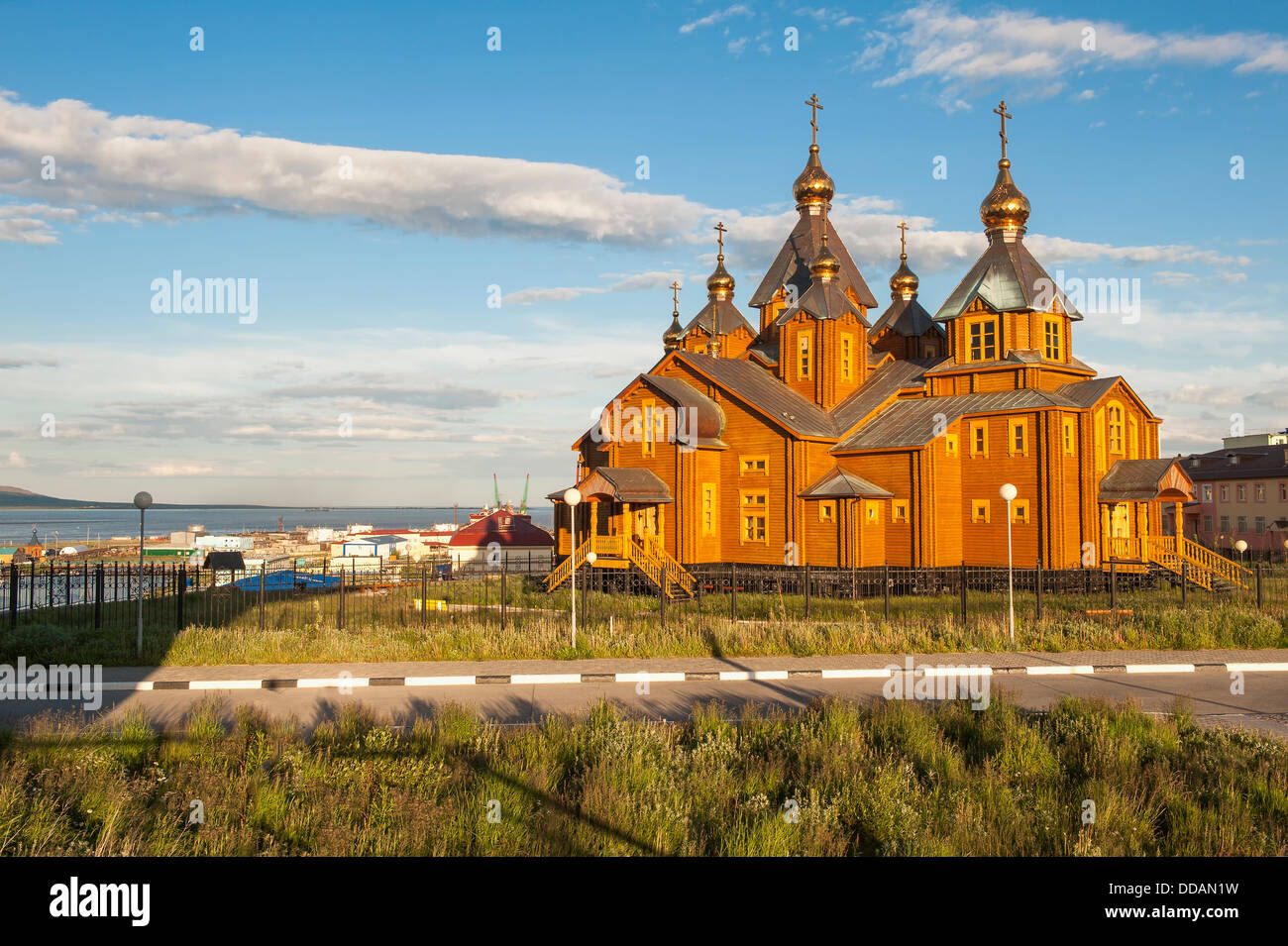Cathédrale orthodoxe de la Sainte Trinité, ville de Sibérie Tchoukotka Anadyr, Province, Extrême-Orient russe Banque D'Images