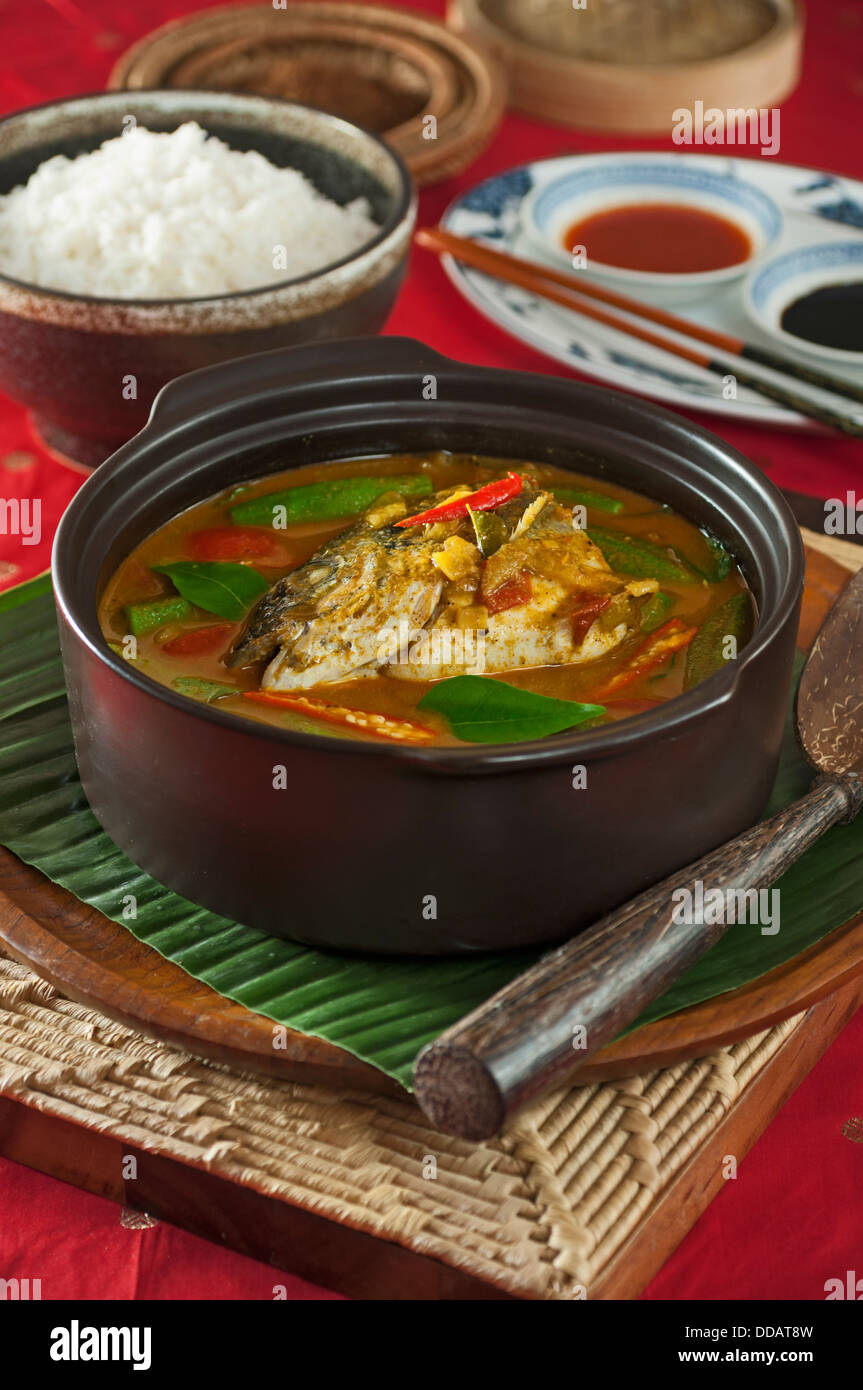 Curry de Tête de poisson de Singapour Banque D'Images