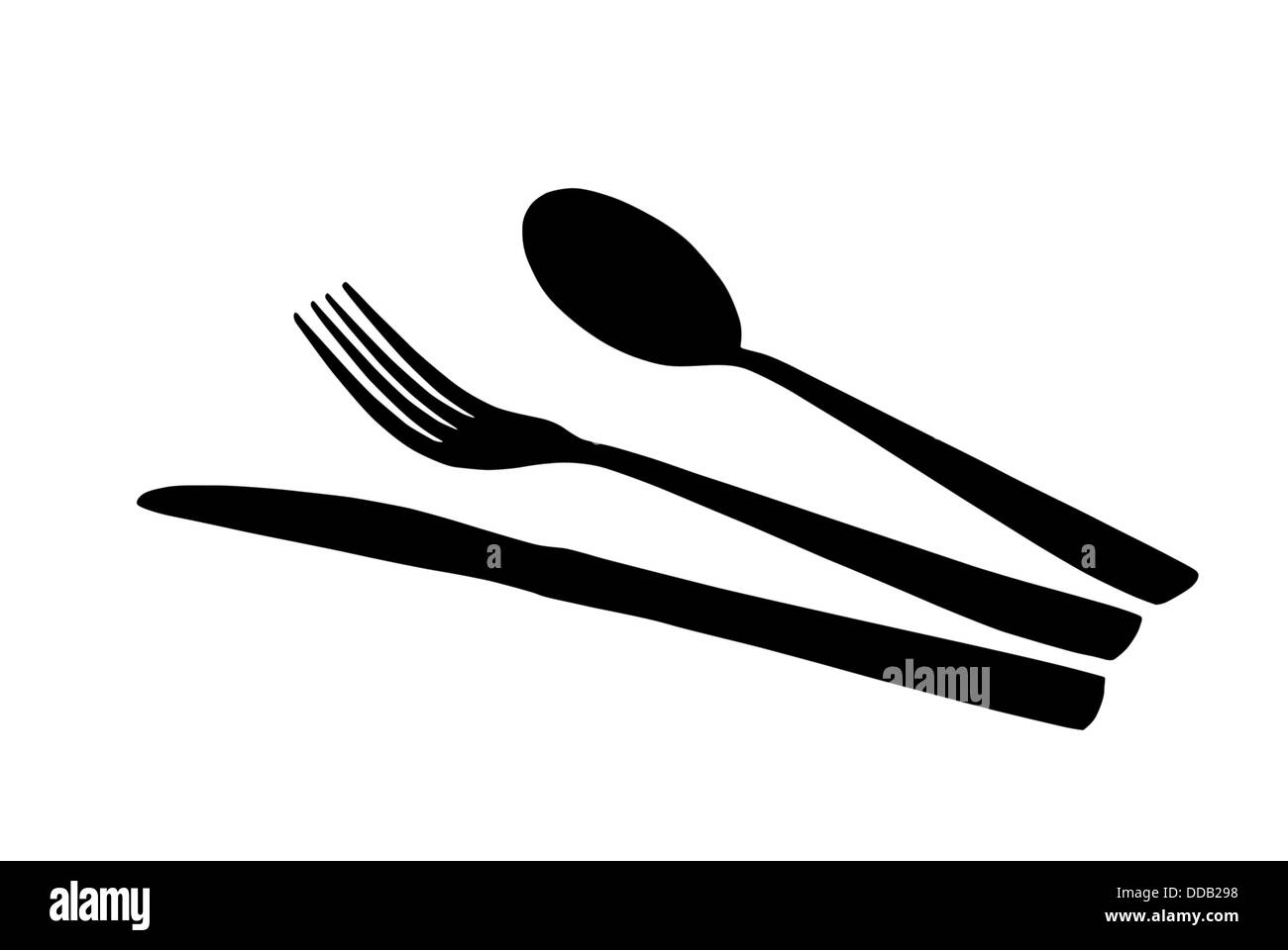 Cuillère, fourchette et couteau Banque D'Images