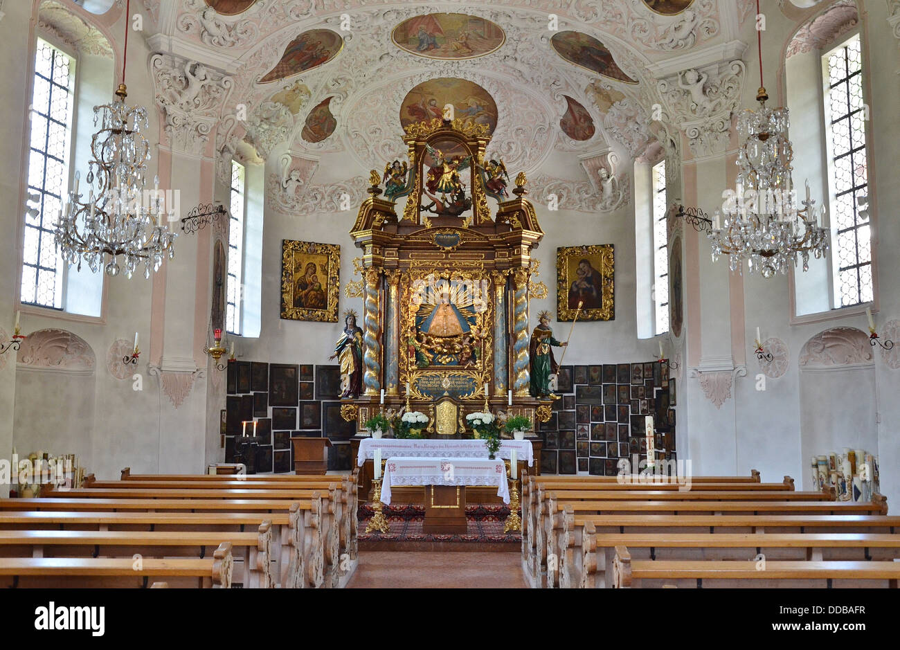 Wallfahrtskirche de église de pèlerinage Maria Gern, bei Berchtesgaden, de l'intérieur, de style Baroque Banque D'Images