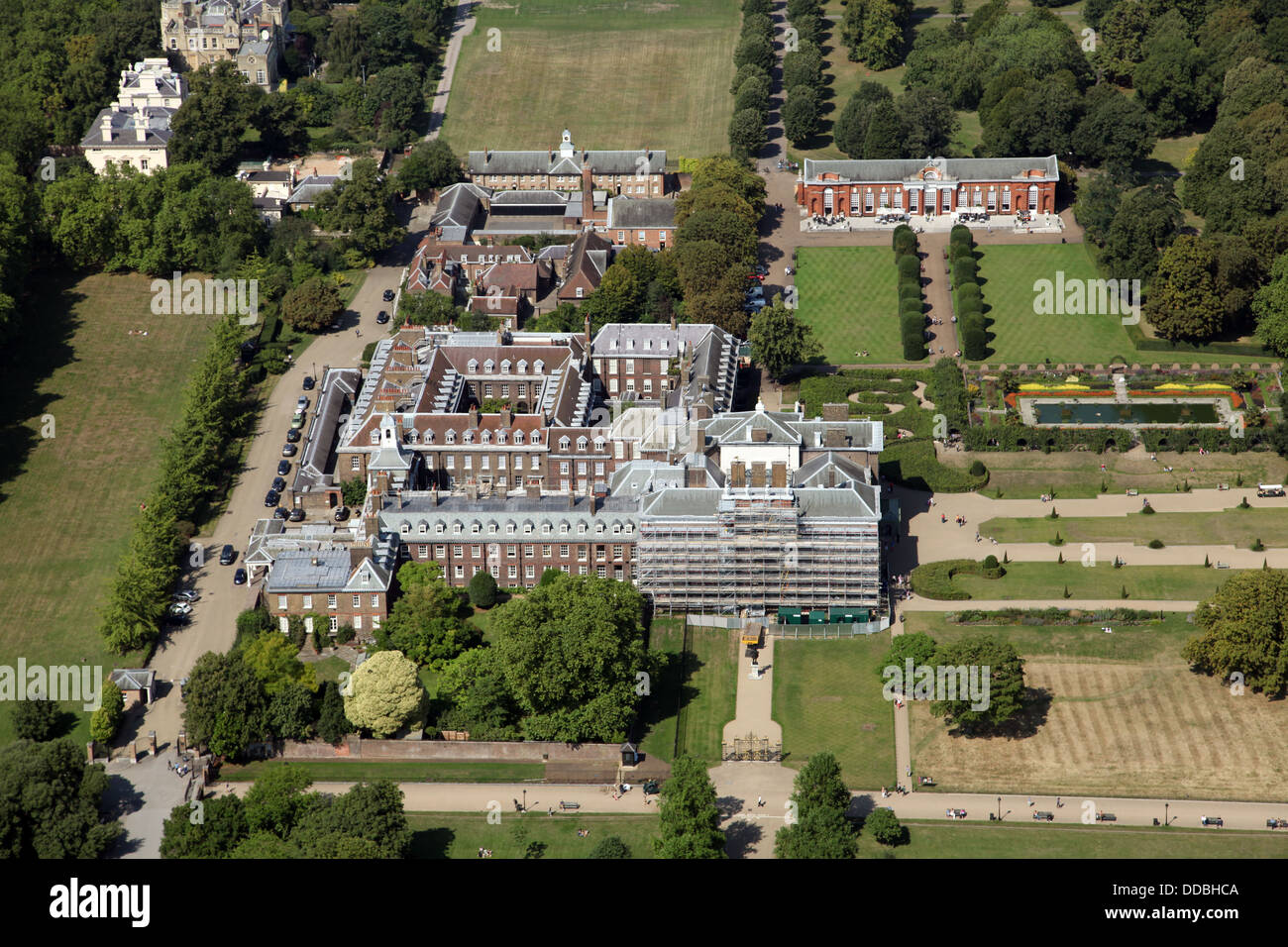 Vue aérienne de Kensington Palace à Londres, à la maison du prince William et Kate Middleton la duchesse de Cambridge Banque D'Images