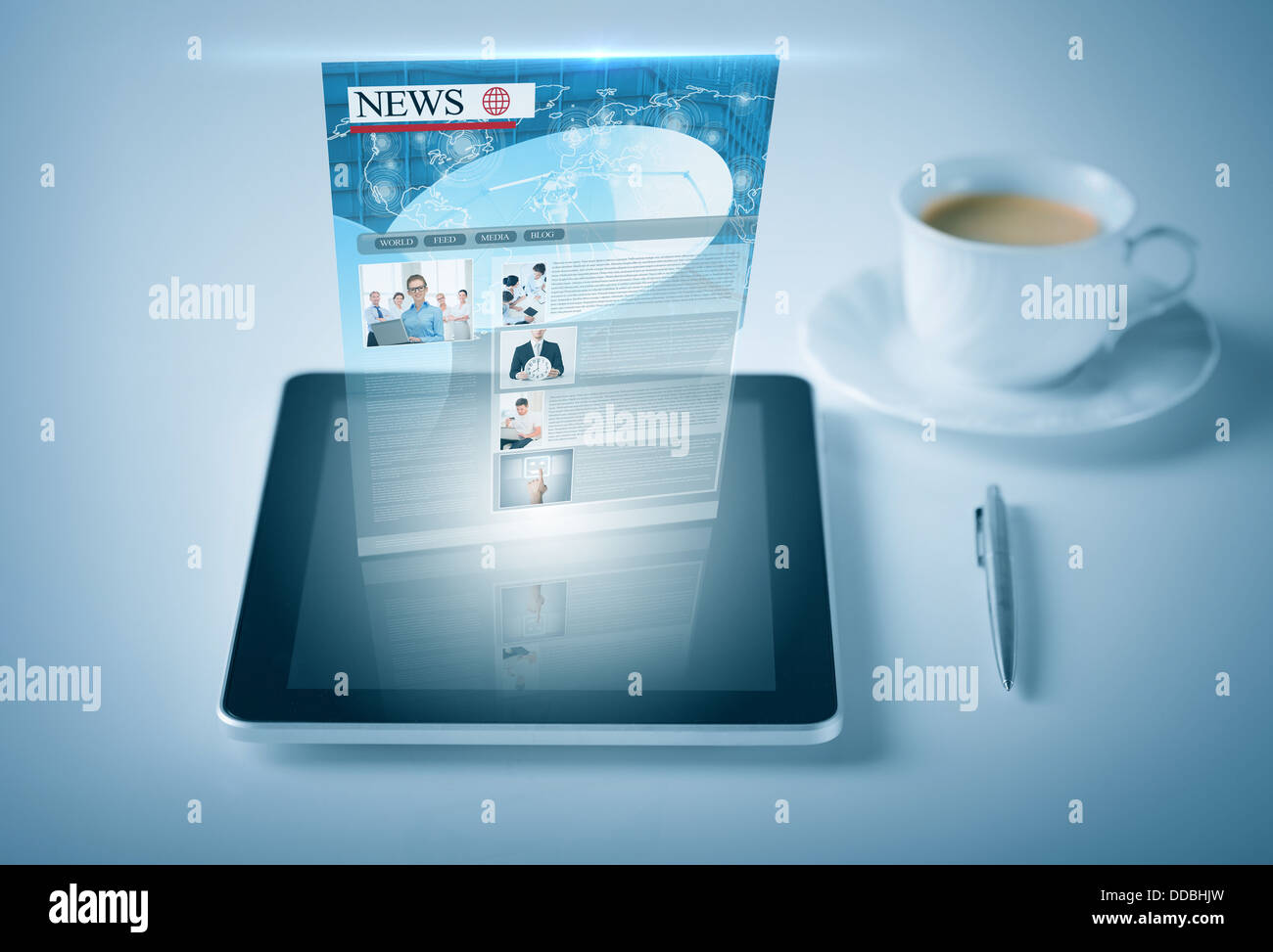 Tablet pc avec news feed Banque D'Images