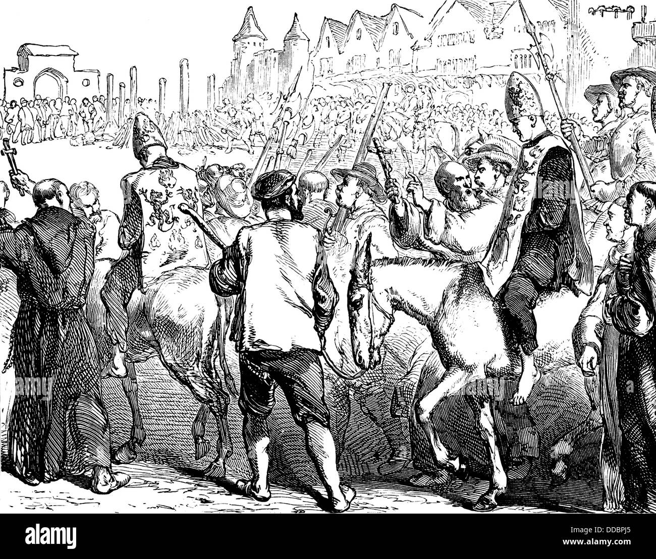 Un auto-da-fé, le rituel de la pénitence publique, la répression de l'Inquisition, l'exécution par les autorités civiles, 16e siècle Banque D'Images