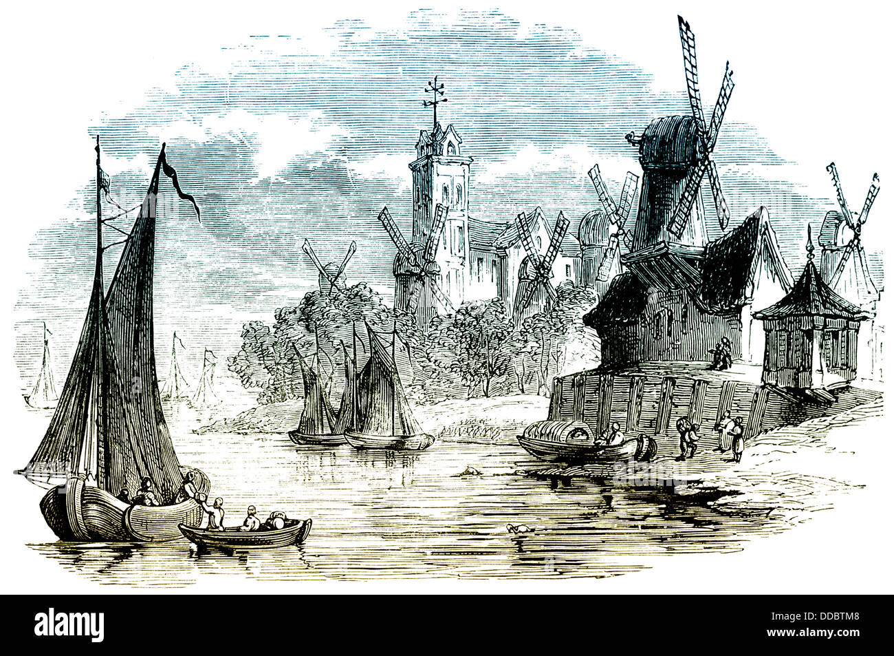 La ville historique de Dordrecht, Pays-Bas, du 16ème siècle, l'Europe, Banque D'Images