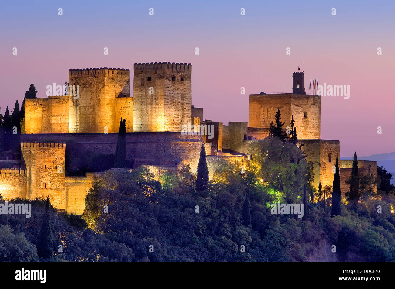 L'Alcazaba de l'Alhambra de Grenade, Andalousie, Espagne, Banque D'Images