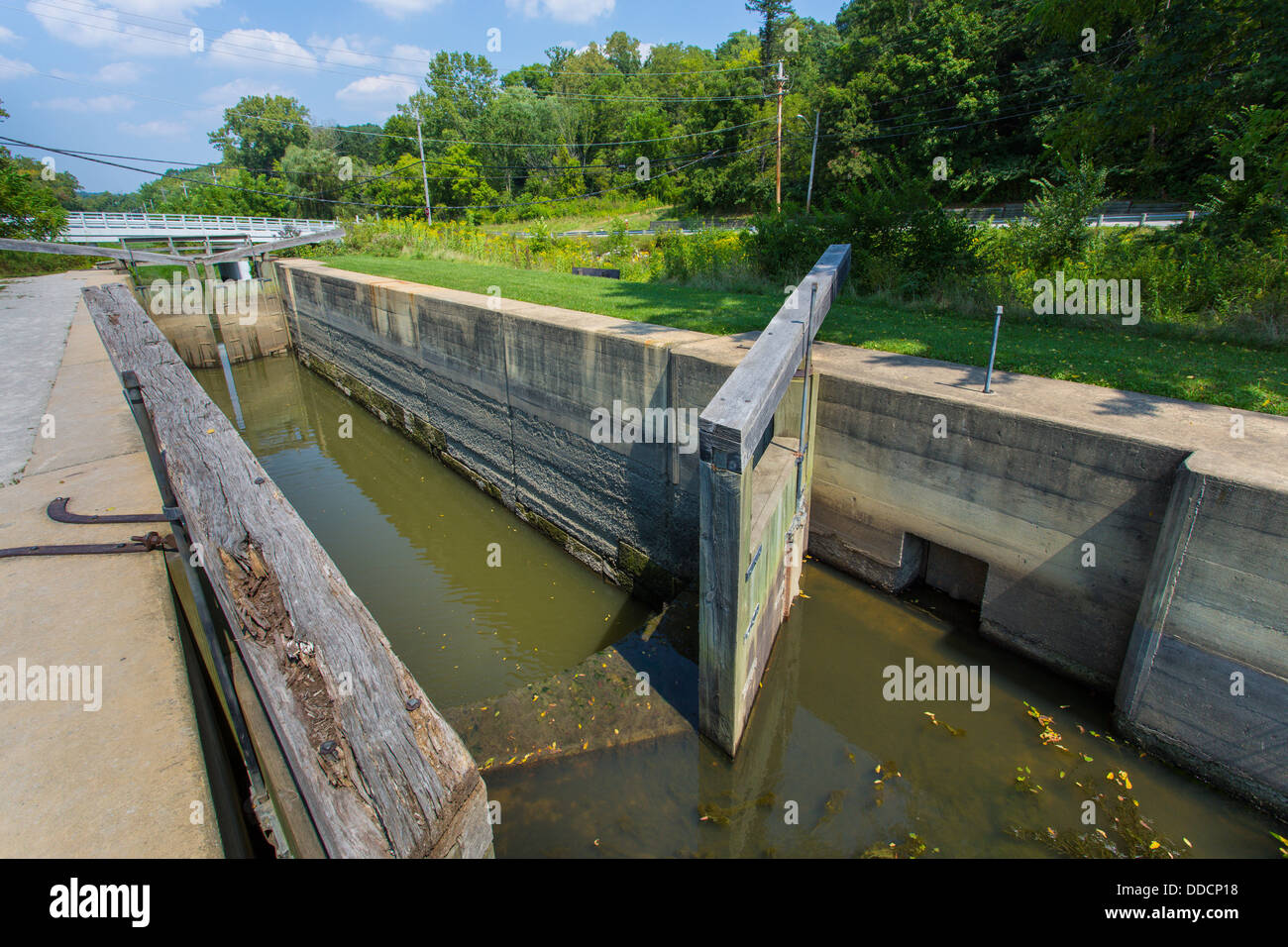 38 verrouillage sur l'Ohio et du canal Érié dans Parc national de Cuyahoga Valley en Ohio aux États-Unis Banque D'Images
