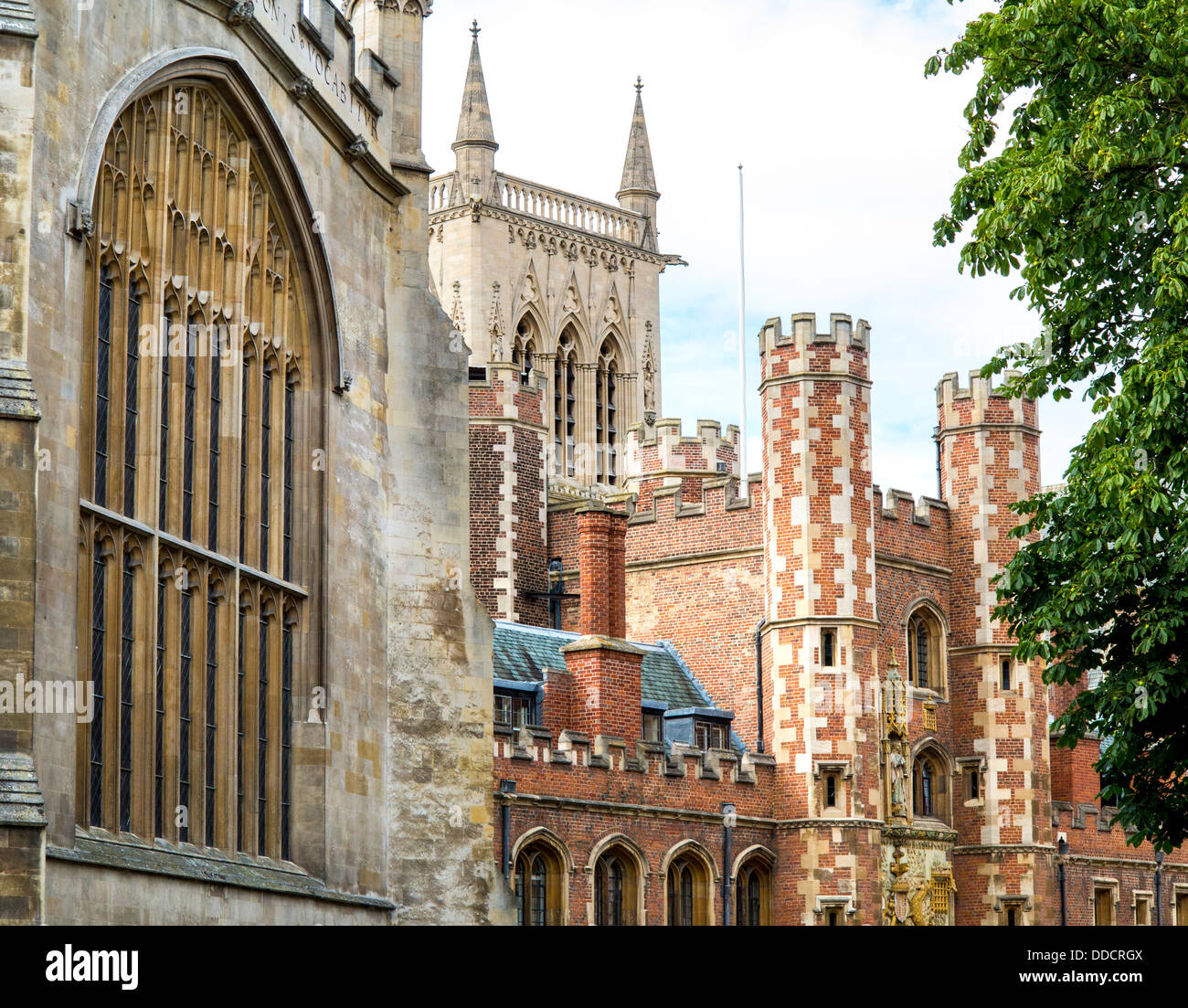 St John's College et bâtiments historiques dans la région de Trinity Street, Cambridge, Angleterre. Banque D'Images