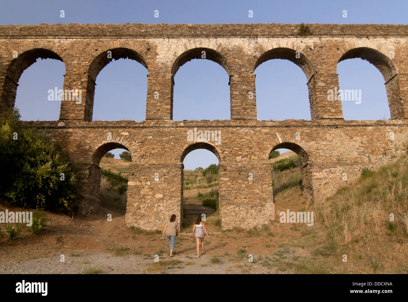 Aqueduc romain - premier siècle, Almunecar, province de Grenade, région d'Andalousie, Espagne, Europe Banque D'Images