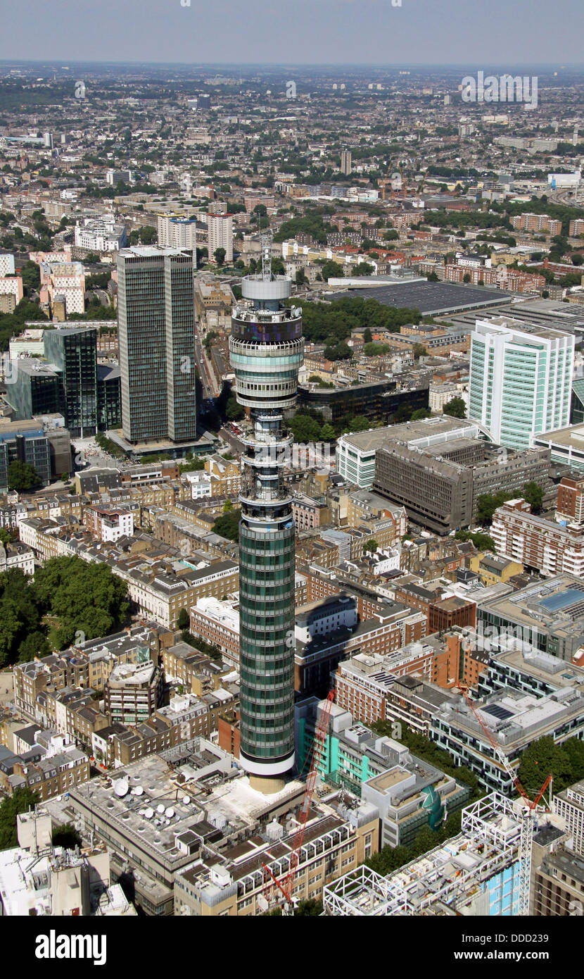 Vue aérienne de la tour de télécommunication dans Belgravia, Londres. La tour de l'ancien bureau de poste Banque D'Images
