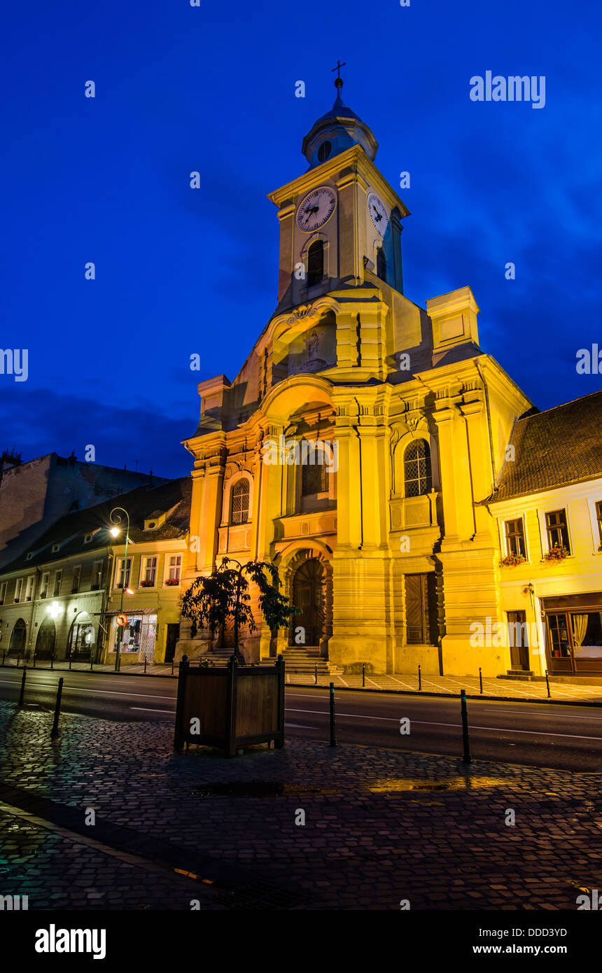 Église médiévale catholique à Brasov, Roumanie Banque D'Images