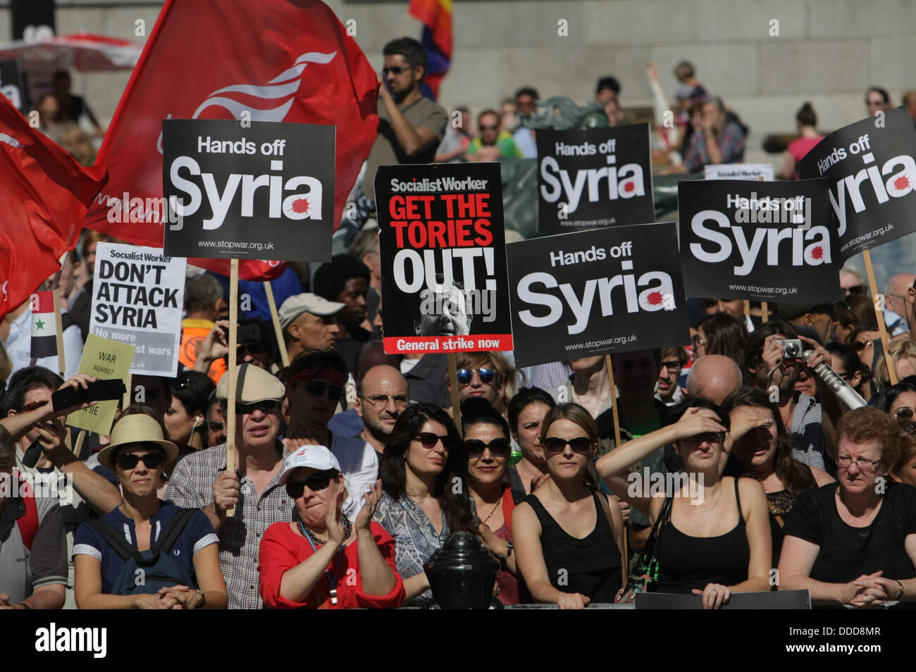 Londres, Royaume-Uni. Août 31, 2013.manifestation nationale par la Coalition contre la guerre culmine à Trafalgar Square en appelant à aucune attaque contre la Syrie. London UK 31 août 2013 Credit : martyn wheatley/Alamy Live News Banque D'Images