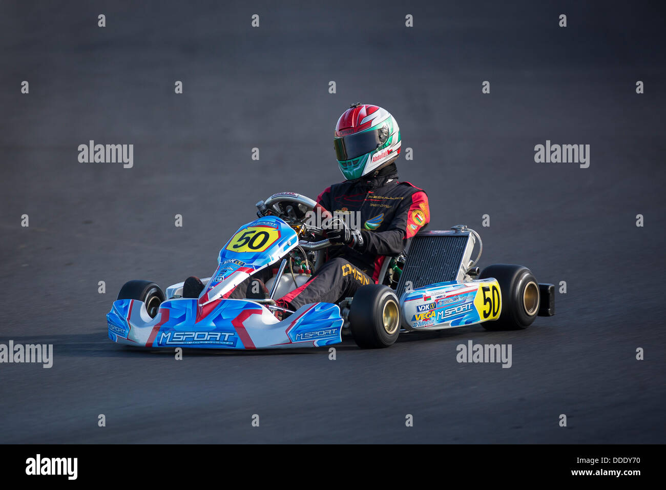 31.08.2013. Circuit PFi près de Grantham Lincolnshire Angleterre - Round 1 de la CIK-FIA Championnat du Monde KF. Samedi les qualifications. # 50 Abdullah Al Rawahi (OMN) Msport Karting Banque D'Images