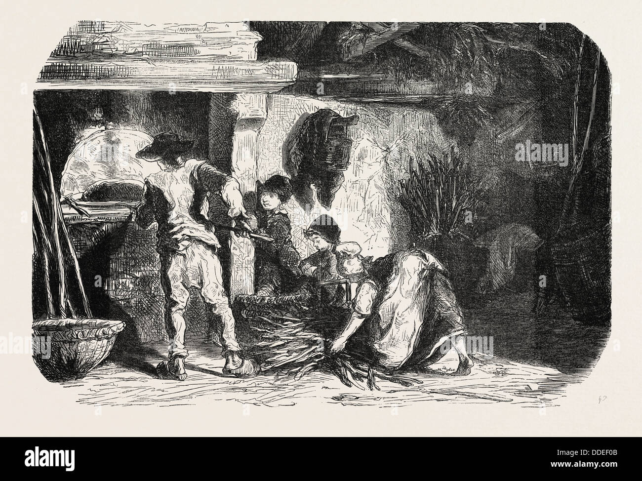 Des scènes de la vie du pays : le fournil. Des études réalisées par gravure 1855 Damourette. Banque D'Images Des scènes de la vie du pays : le fournil. Des études réalisées par gravure 1855 Damourette. Banque D'Images