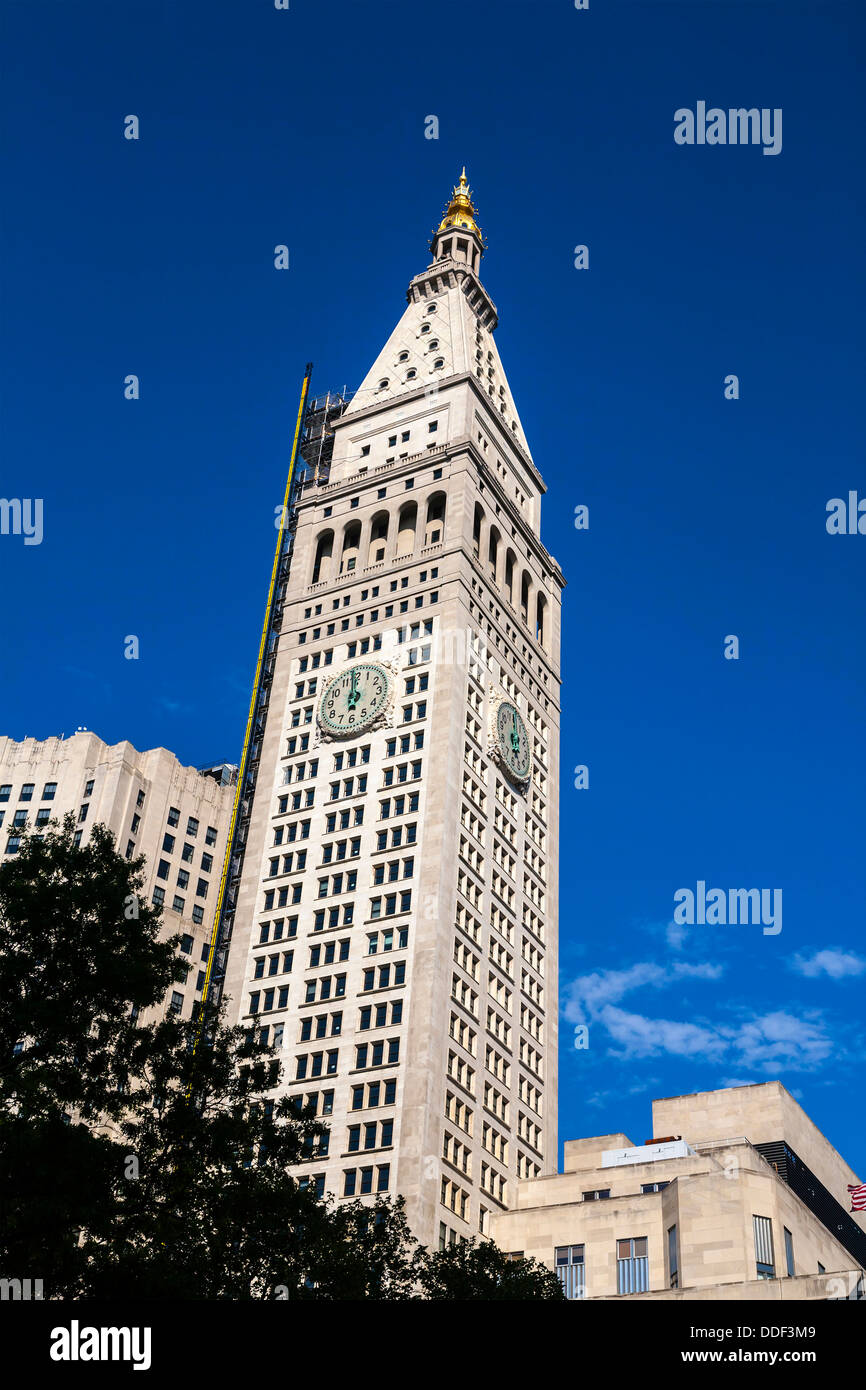 La Metropolitan Life Insurance Tower (Tour de la Métropolitaine), Manhattan, New York, USA. Banque D'Images