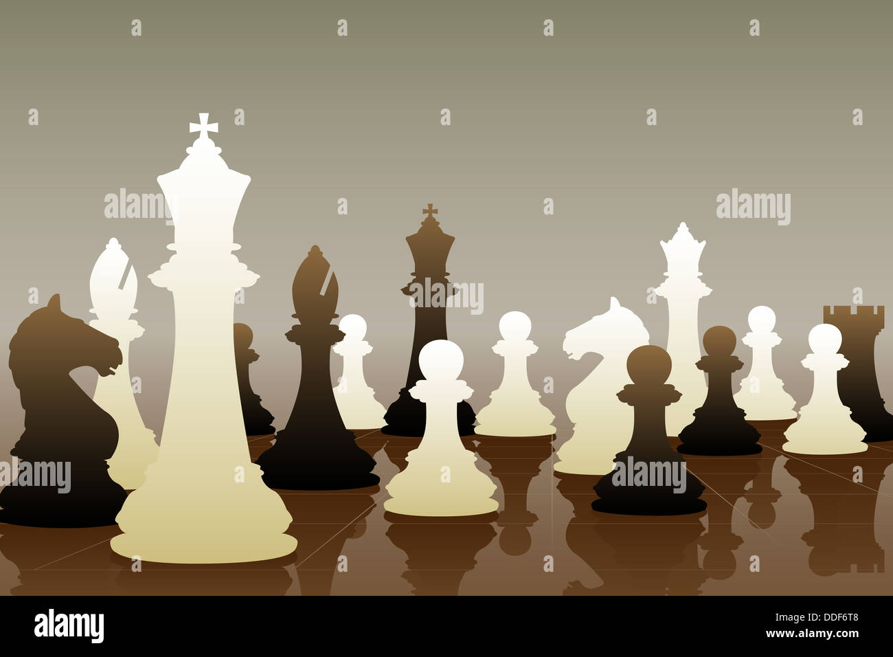 Illustration des pièces d'échecs dans un jeu Banque D'Images