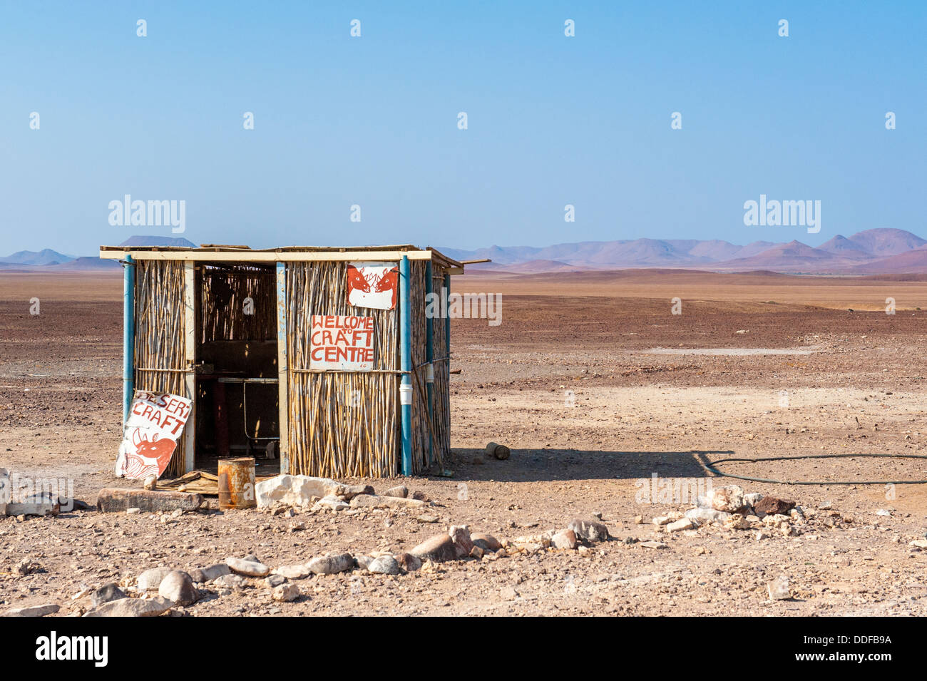 Kiosque d'artisanat abandonnés en Skeleton Coast Nationalpark, Namibie Banque D'Images