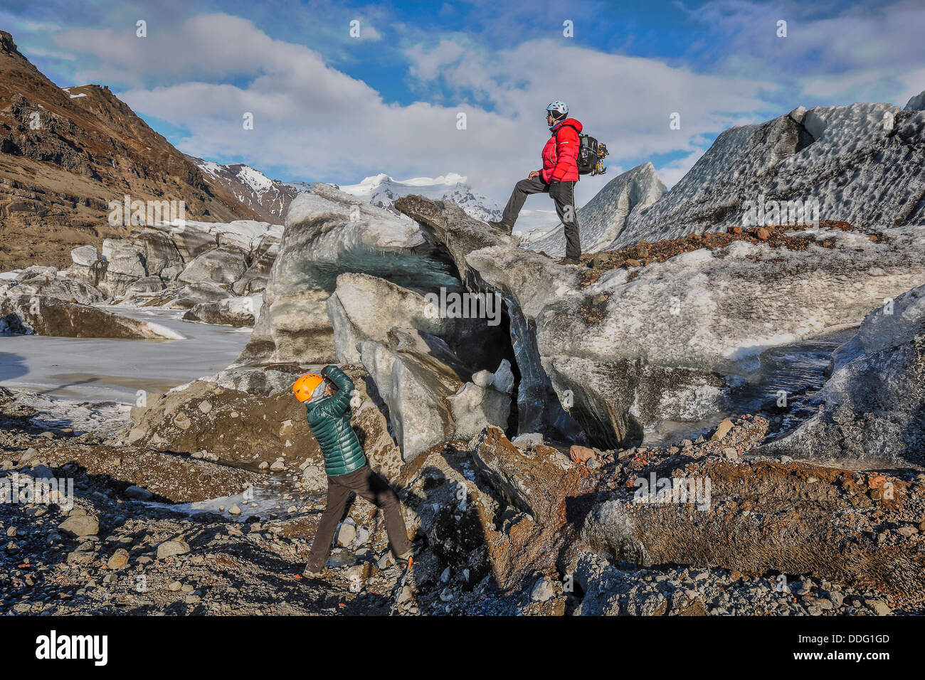 L'exploration de l'Islande, Glacier Svinafellsjokull Banque D'Images