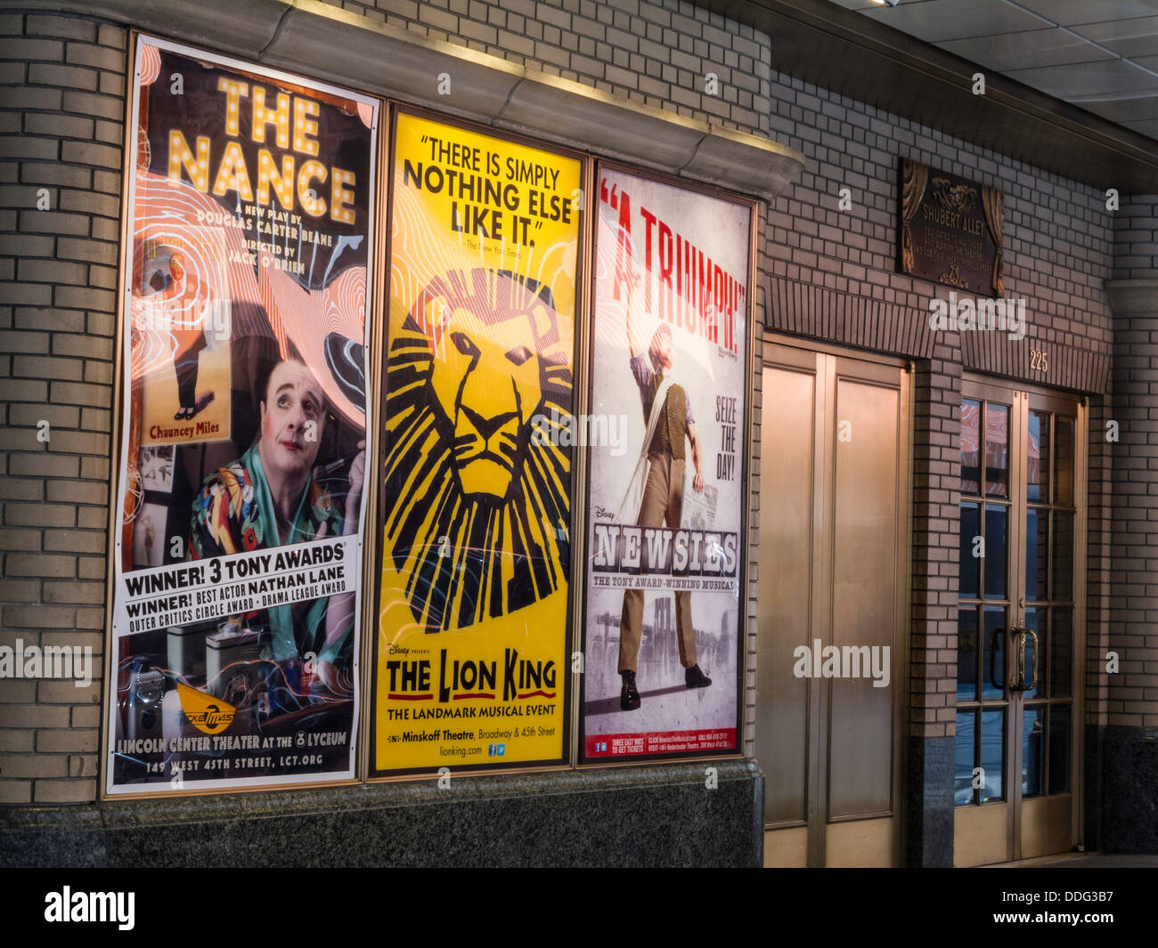 Broadway Affiches, Shubert Alley, Times Square, NYC Banque D'Images