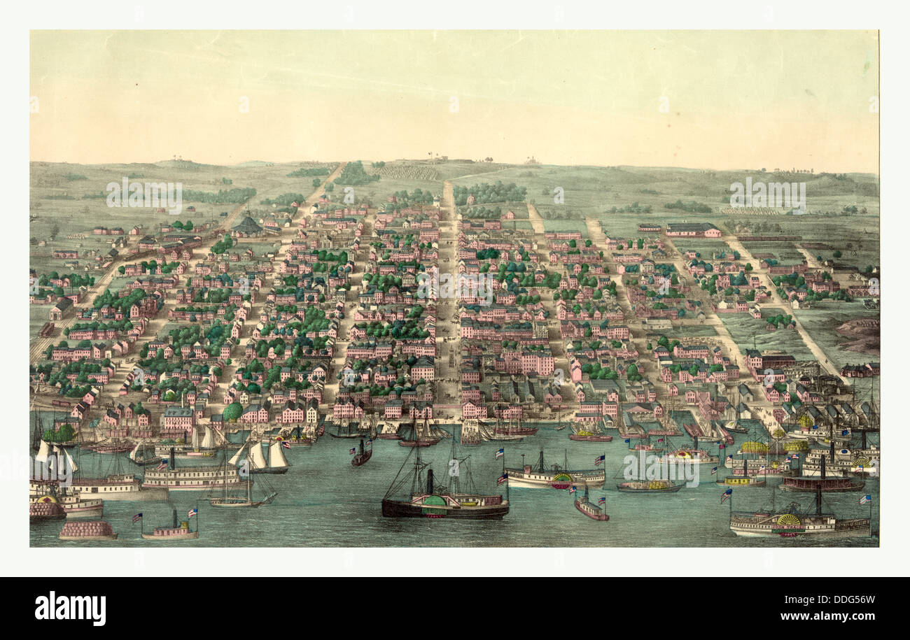 Birds Eye View of Alexandria, Virginie, Etats-Unis, USA, Amérique Latine Banque D'Images