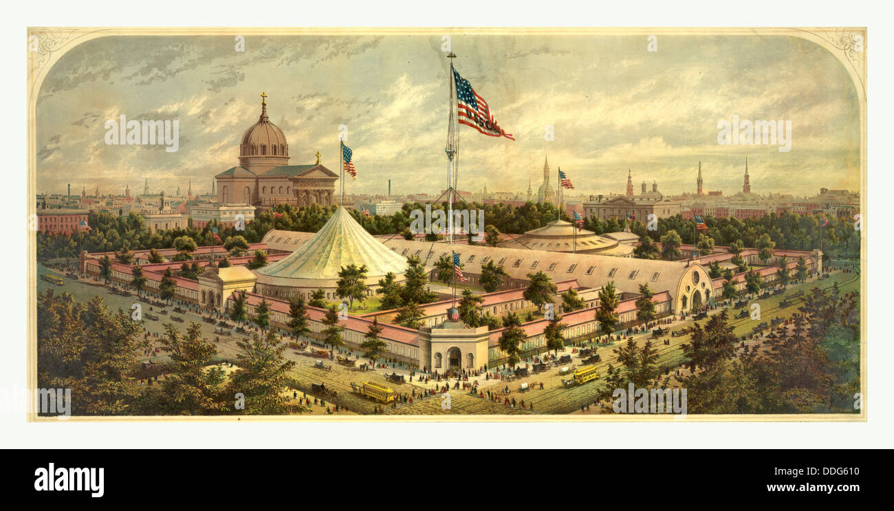 Bâtiments de la Grand Salon Central, de l'aide de la Commission sanitaire des États-Unis, Logan Square, Philadelphie, en juin 1864, US, USA Banque D'Images
