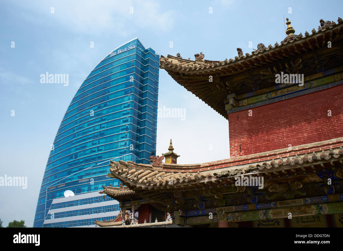 La Mongolie, Oulan Batar Chojin Lama, Monastère et le Blue Sky tower Banque D'Images