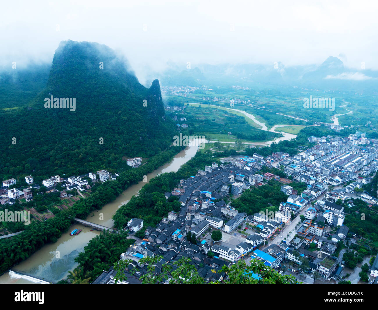 Paysage rural à Xingping, Yangshuo, Guilin, Guangxi, Chine Banque D'Images