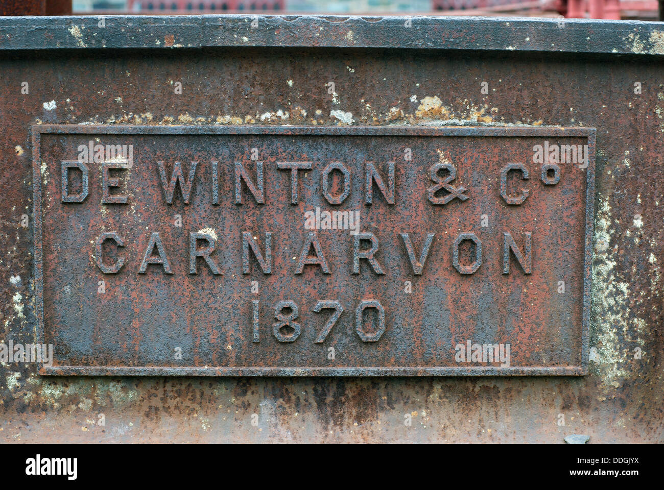 D E Winton & Co Carnarvon 1870 plaque au National Slate Museum Llanberis au Pays de Galles Banque D'Images