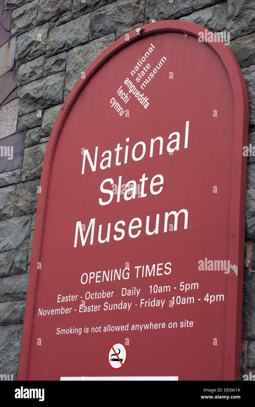 National Slate Museum, Llanberis au nord du Pays de Galles, panneau d'entrée Banque D'Images