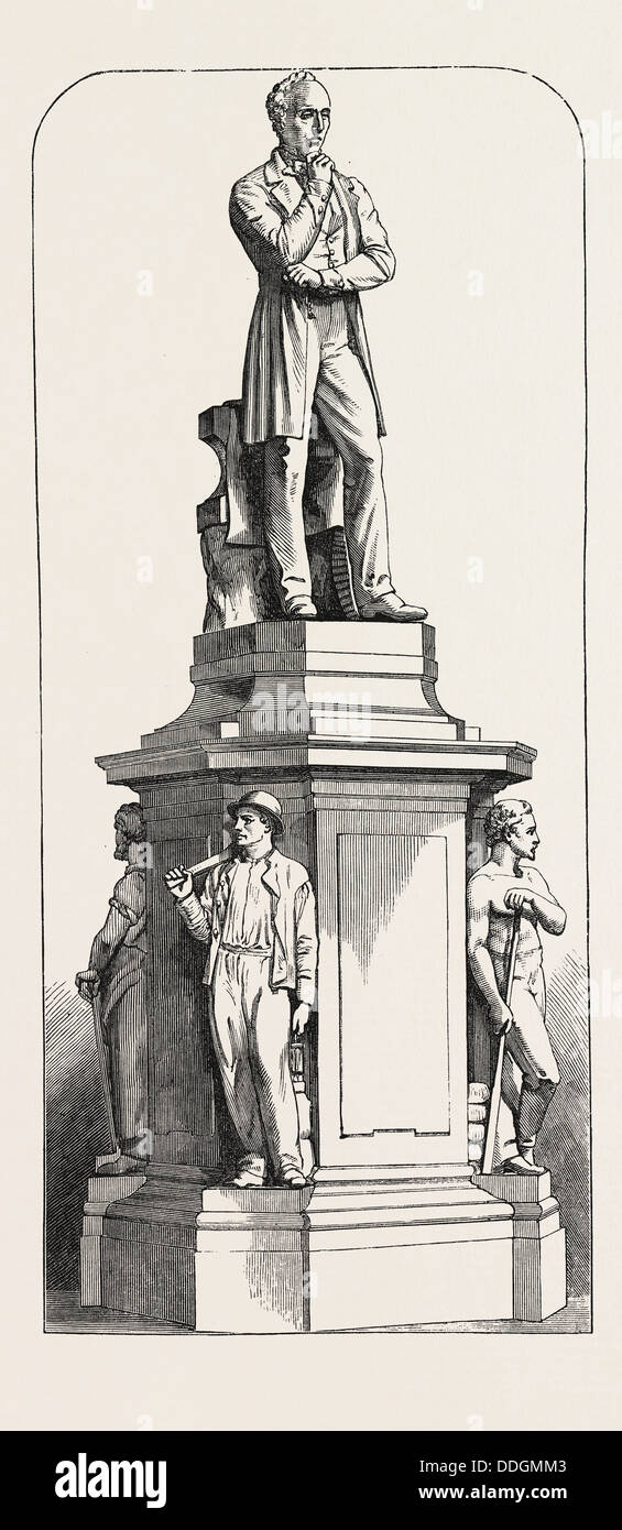 STATUE DE M. JOHN COCKERILL À SERAING, Belgique, 1871 Banque D'Images