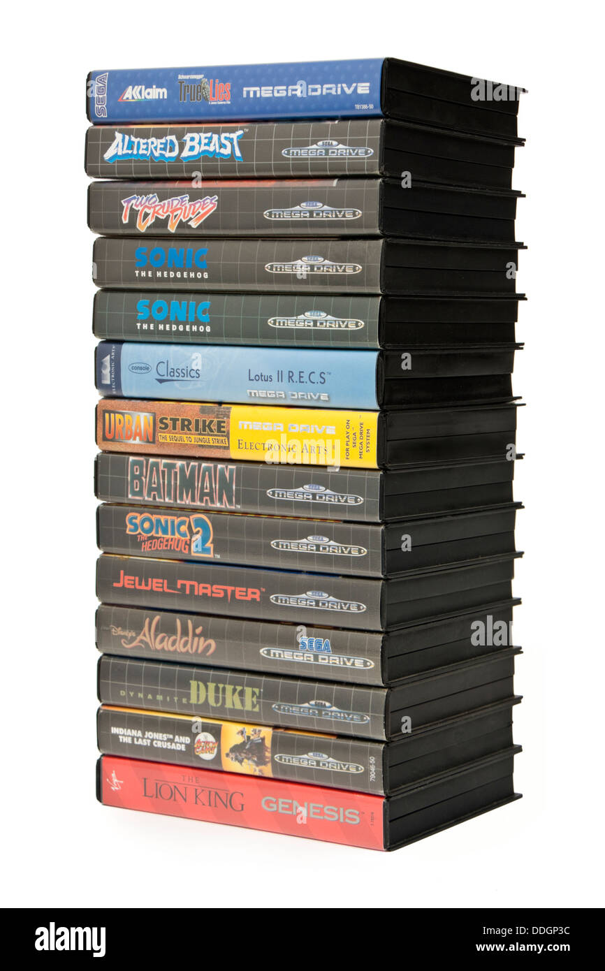 Collection de vintage fin des années 1980, Sega Mega Drive (Genesis) Jeux vidéos Banque D'Images