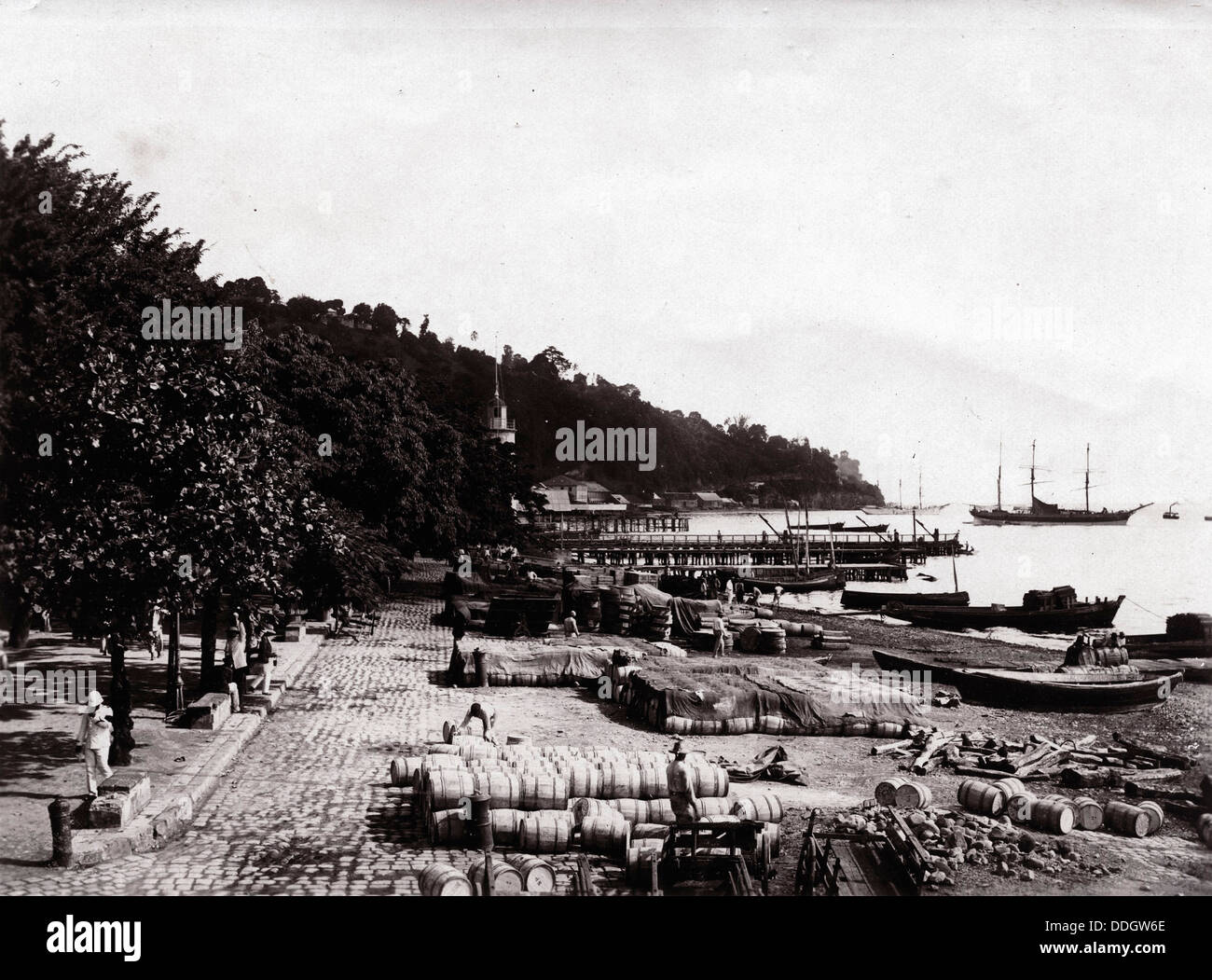 Place Bertin, Saint-Pierre, Martinique, ca 1890, par Phos Banque D'Images