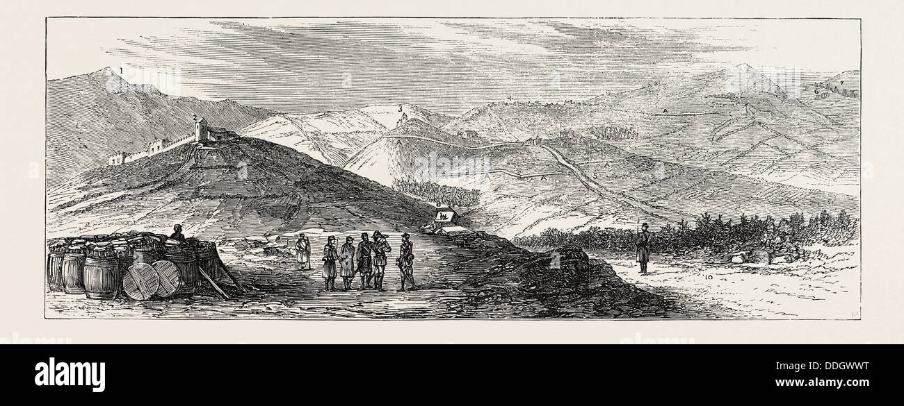 La GUERRE CIVILE EN ESPAGNE : CENTRE POSITIONS DES CARLISTES : À PARTIR DE LA POSTE AVANCÉ DE PUCHETA, 1874 Banque D'Images La GUERRE CIVILE EN ESPAGNE : CENTRE POSITIONS DES CARLISTES : À PARTIR DE LA POSTE AVANCÉ DE PUCHETA, 1874 Banque D'Images